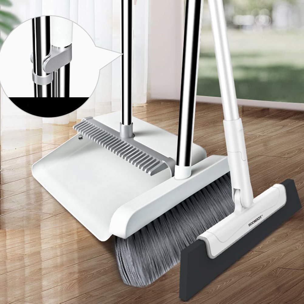 Multi-Layer Soft Broom & Durable Dustpan Set - 2pc Household Cleaning Kit for Pet Hair Removal with Scraping Teeth | Perfect for Hard Floors, Carpets & Pet Owners