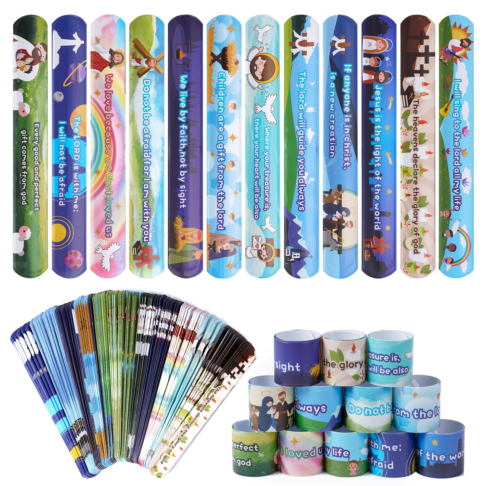 Kolewo4ever 144-Piece Bible Verse Slap Bracelets - Religious Christian Wristbands with Scripture Inspiration, 12 Styles - Perfect for Church Events, Youth Groups & Faith-Based Gifts