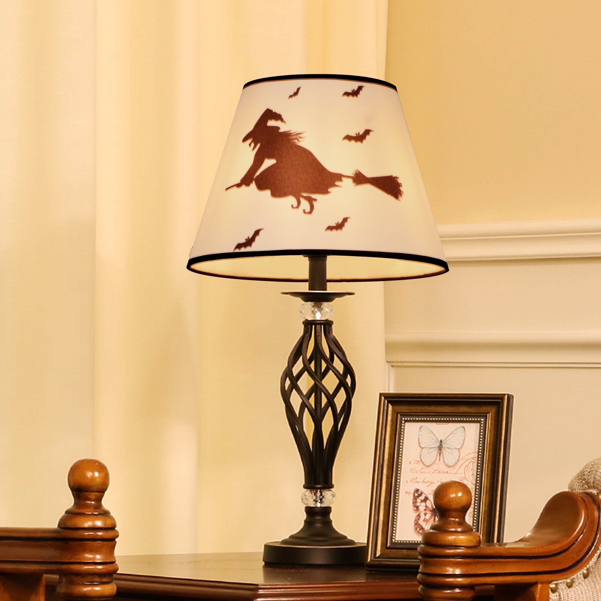 Halloween Round Empire Lamp Shade Set of 2 - 6x10x7.5 Inches | Carro Home Collection Limited Edition | Spooky Home Decor for Party & Living Room