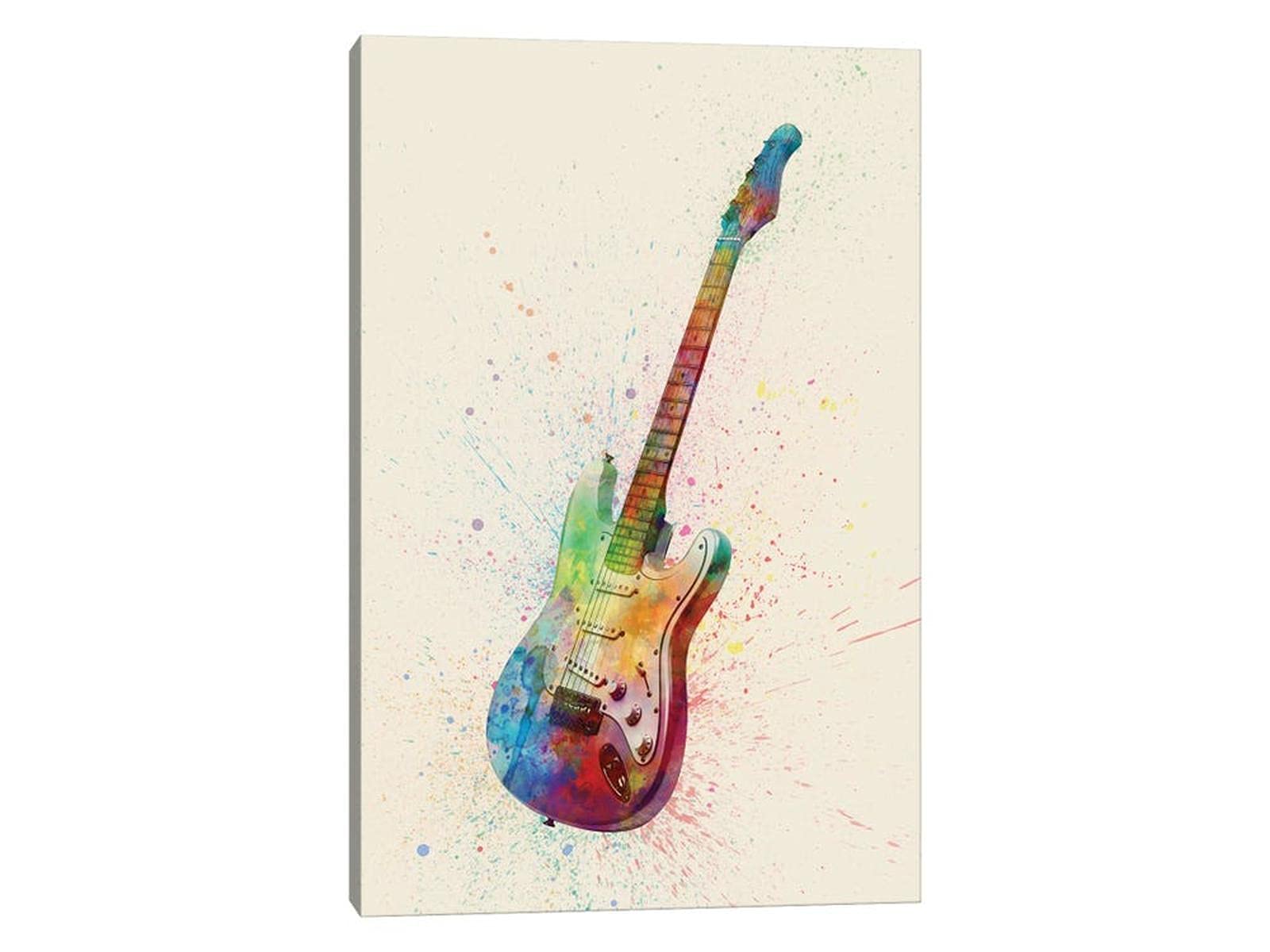 Colorful Abstract Bass Guitar Wall Art - Watercolor Electric Guitar Painting Canvas Poster for Music Lovers, Modern Framed Home Decor (18x24 Inches) - Perfect for Living Room, Bedroom, Studio & Music Classroom Decorations