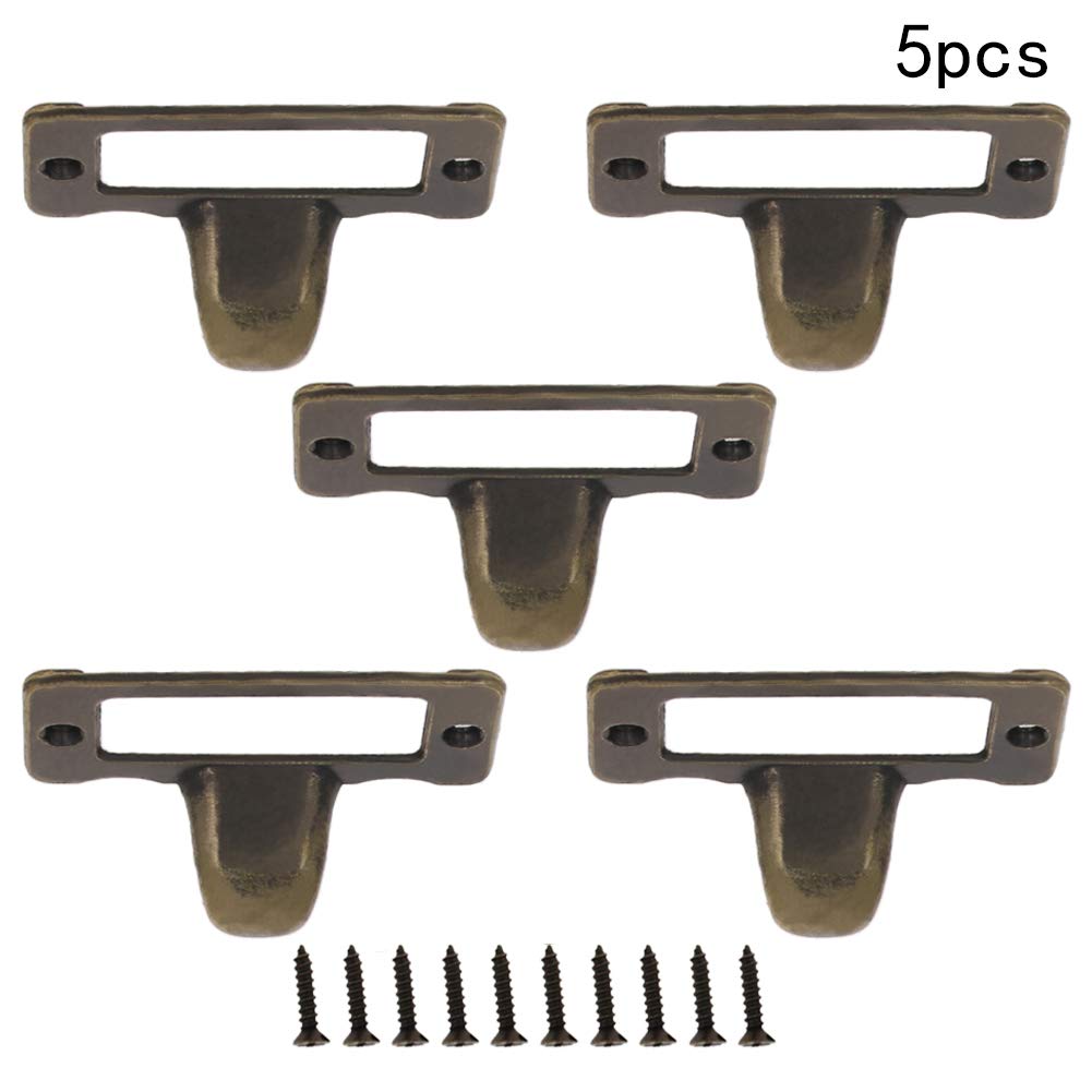 Vintage Zinc Alloy Label Holder Pull Handles for Cabinet Wardrobe - 5PCS Set (Green Bronze)