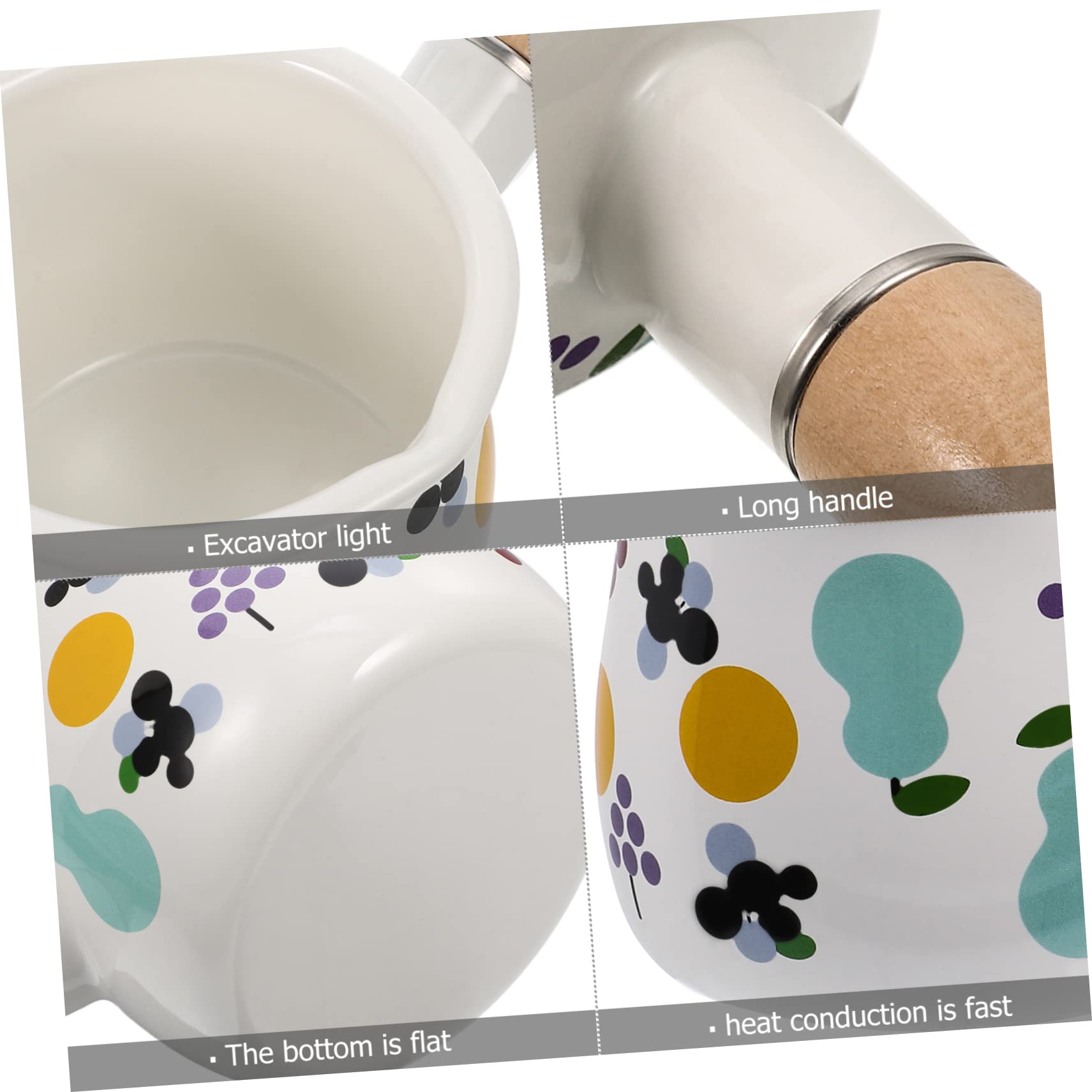 Portable Enamel Butter Warmer & Milk Pan with Handle - Perfect for Baby Food Heating, Melting Butter, and Kitchen Use | Ideal for Home, Camping, and Travel