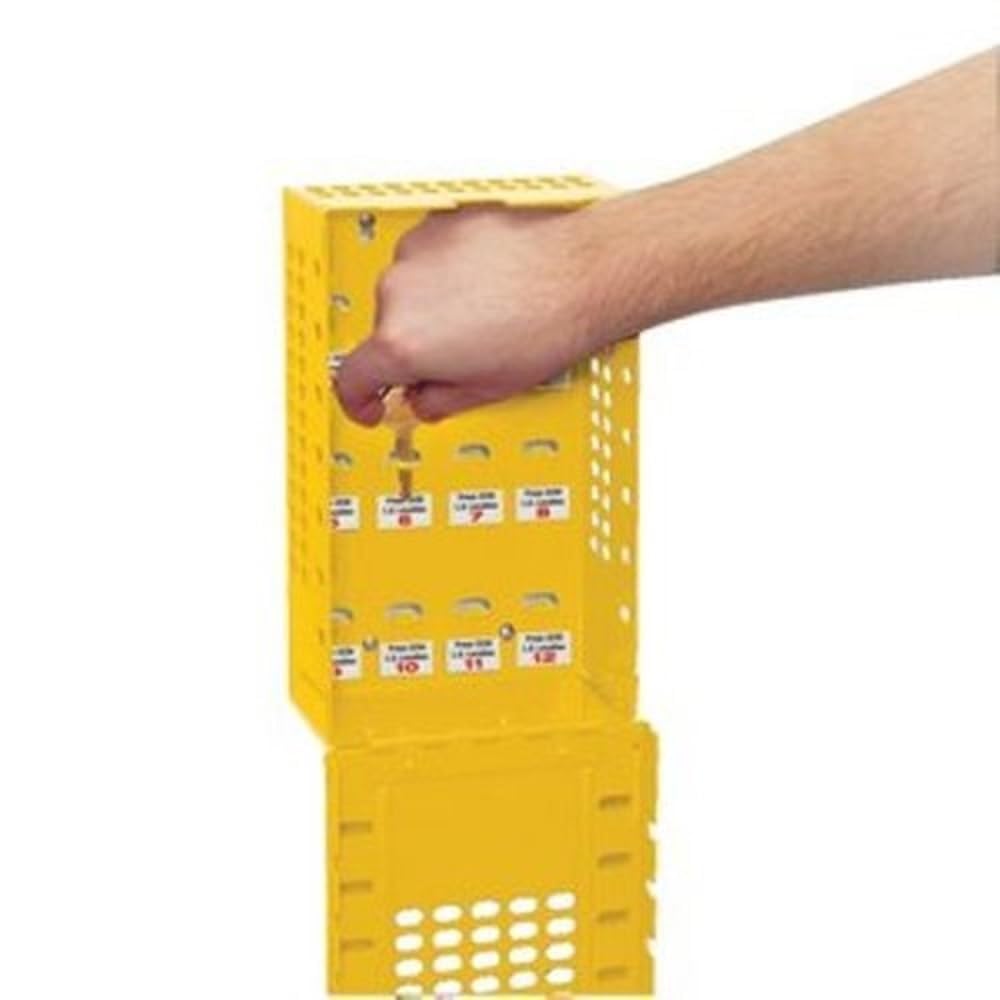 Master Lock Group Lockout Tagout (LOTO) Steel Lock Box - Yellow - Secure Equipment & Electrical Panels for Workplace Safety
