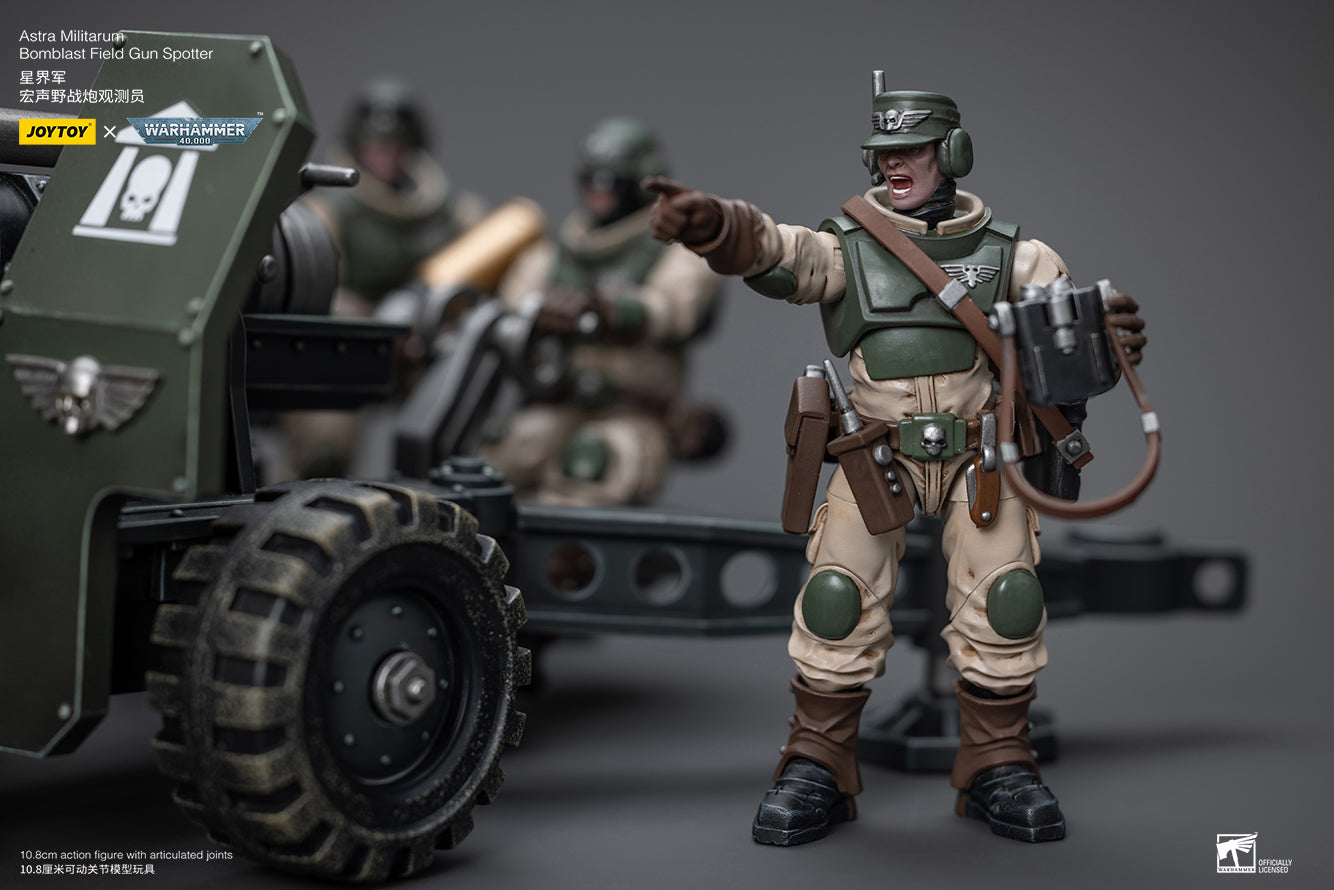 JOYTOY 1/18 Scale 3.75 Inch Warhammer 40K Astra Militarum Ordnance Team Action Figure with Bombast Field Gun - Perfect for Collectors, Wargaming, and Tabletop Battles