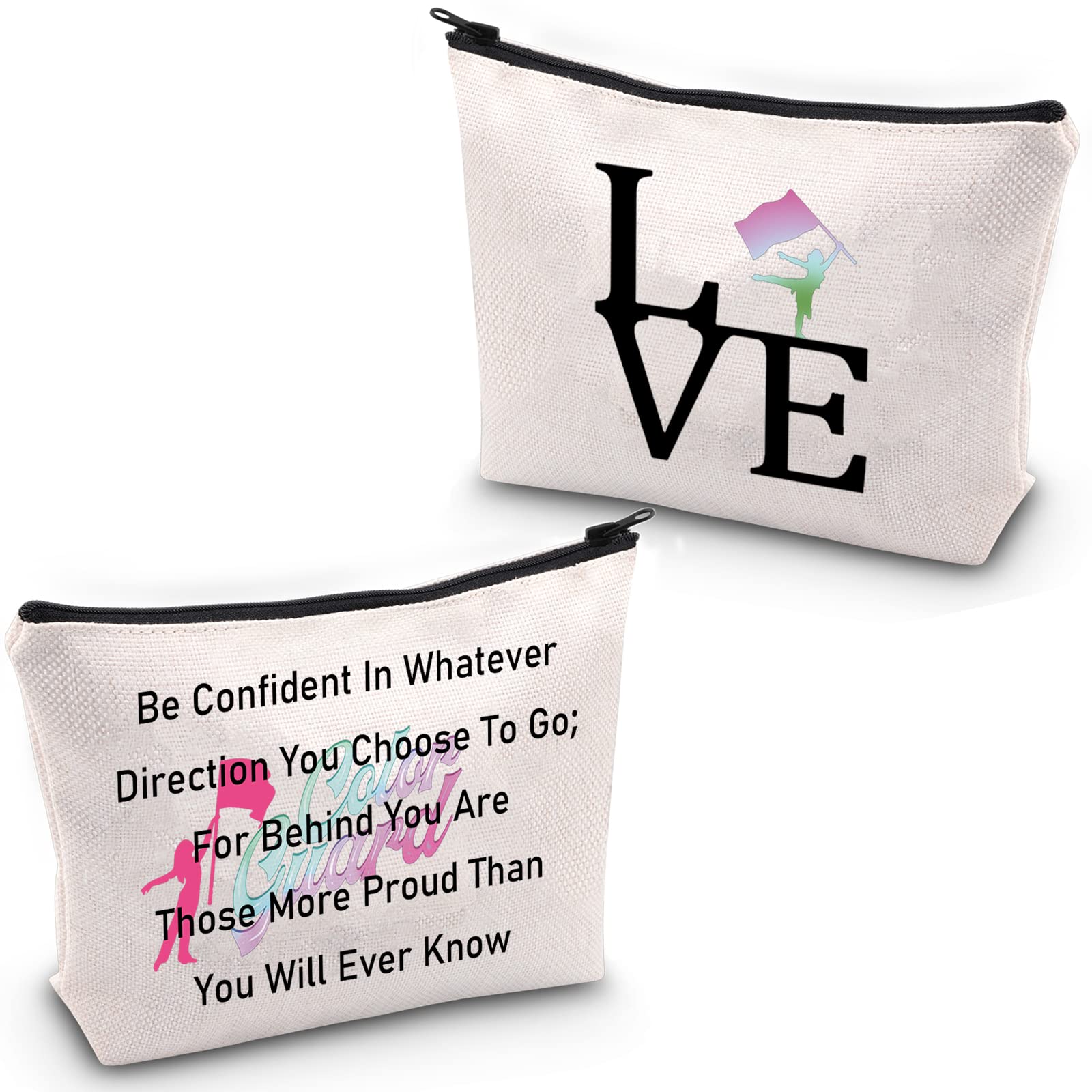 JYTAPP Color Guard Makeup Bag - Waterproof Flag Design Cosmetic Pouch for Color Guard Members | Perfect Graduation & Senior Gift for Cheerleaders, Dancers & Performers | Great for Travel, Gym & School Essentials