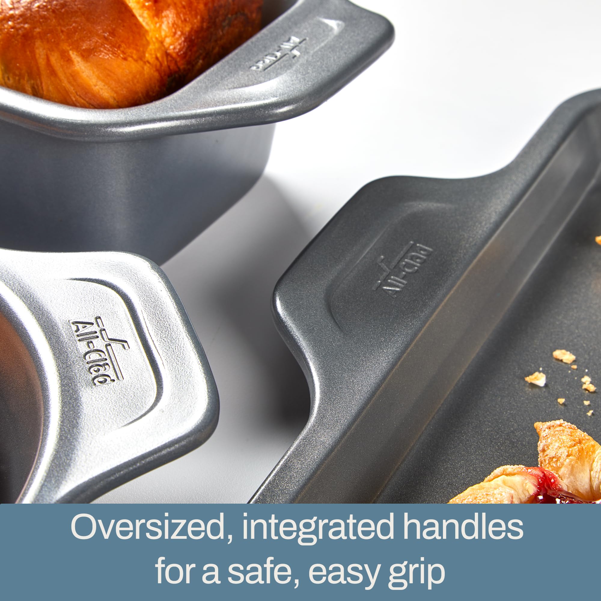 All-Clad Pro-Release Nonstick 13x9 Inch Quarter Sheet Pan - Oven Safe up to 450°F - Perfect for Baking Cookies, Muffins, Cakes & Bread - Includes Cooling Rack & Baking Set - Ideal for Home Bakers & Professional Kitchens