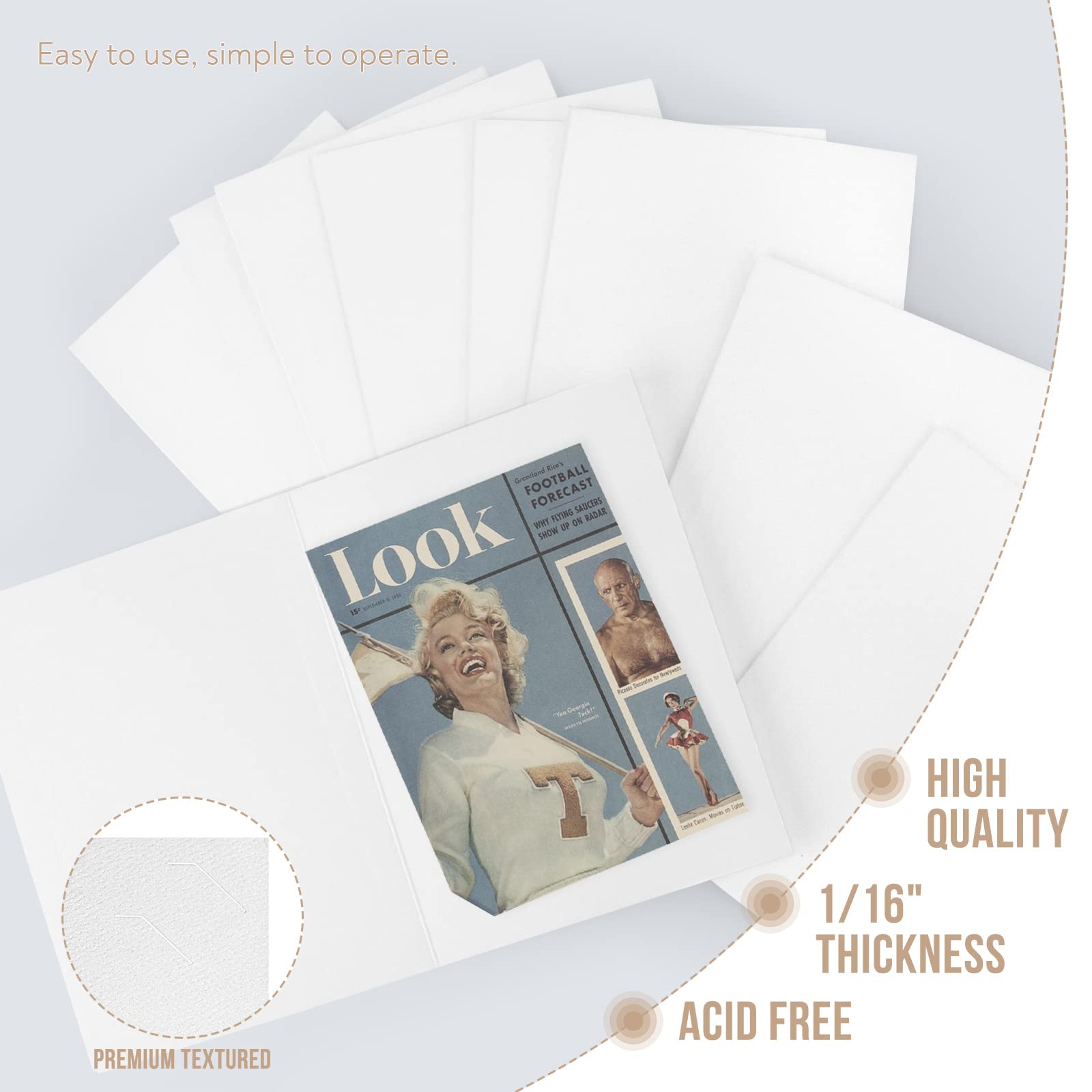 Golden State Art 6x8 or 8x10 Photo Folders - Pack of 10 Cardboard Picture Frames for Greeting Cards & Invitations | Perfect for Graduation, Christmas, Wedding & Special Events (White)