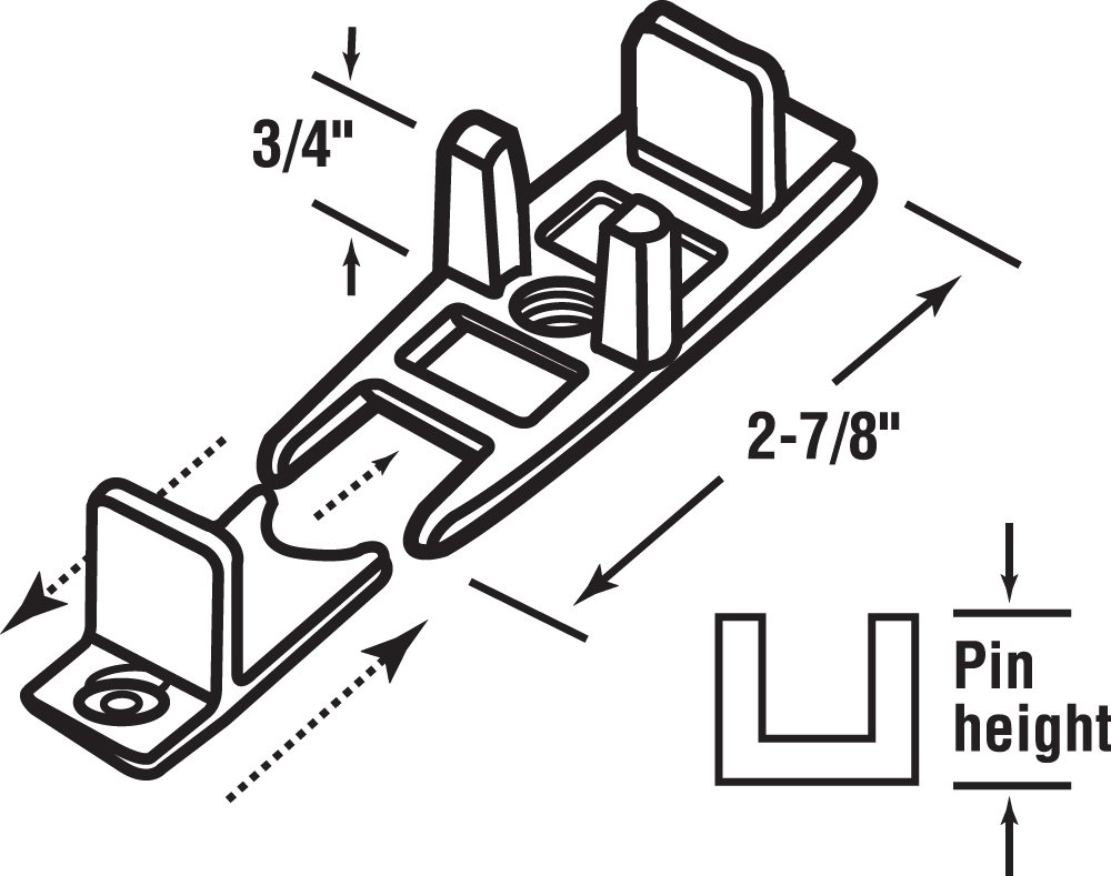 Prime-Line N 6562 Adjustable Nylon Bypass Door Guide - 3/4 Inch Height (2 Pack) - Perfect for Sliding Closet Doors and Cabinet Tracks