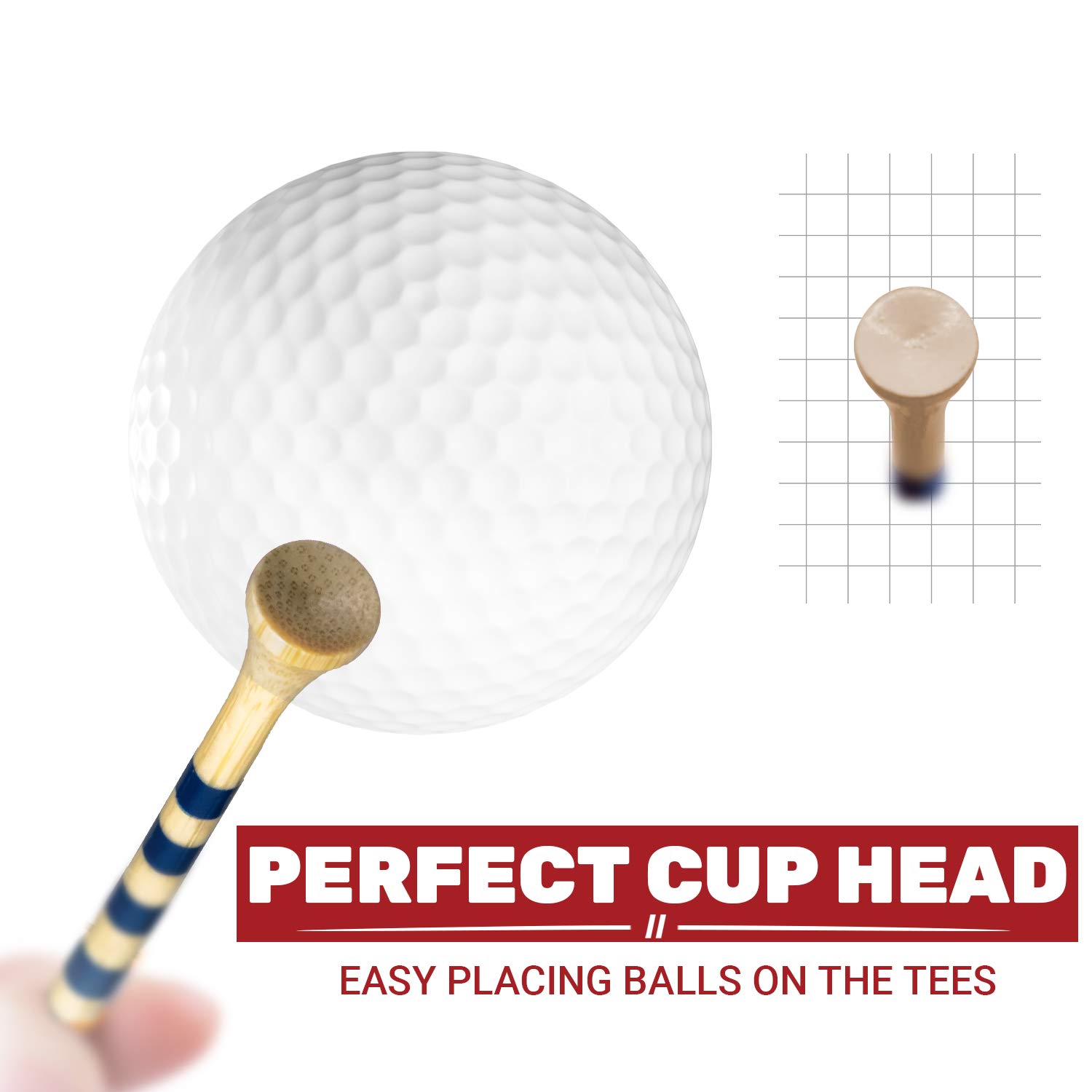Premium Bamboo Golf Tees Set - 4 Sizes (1.5