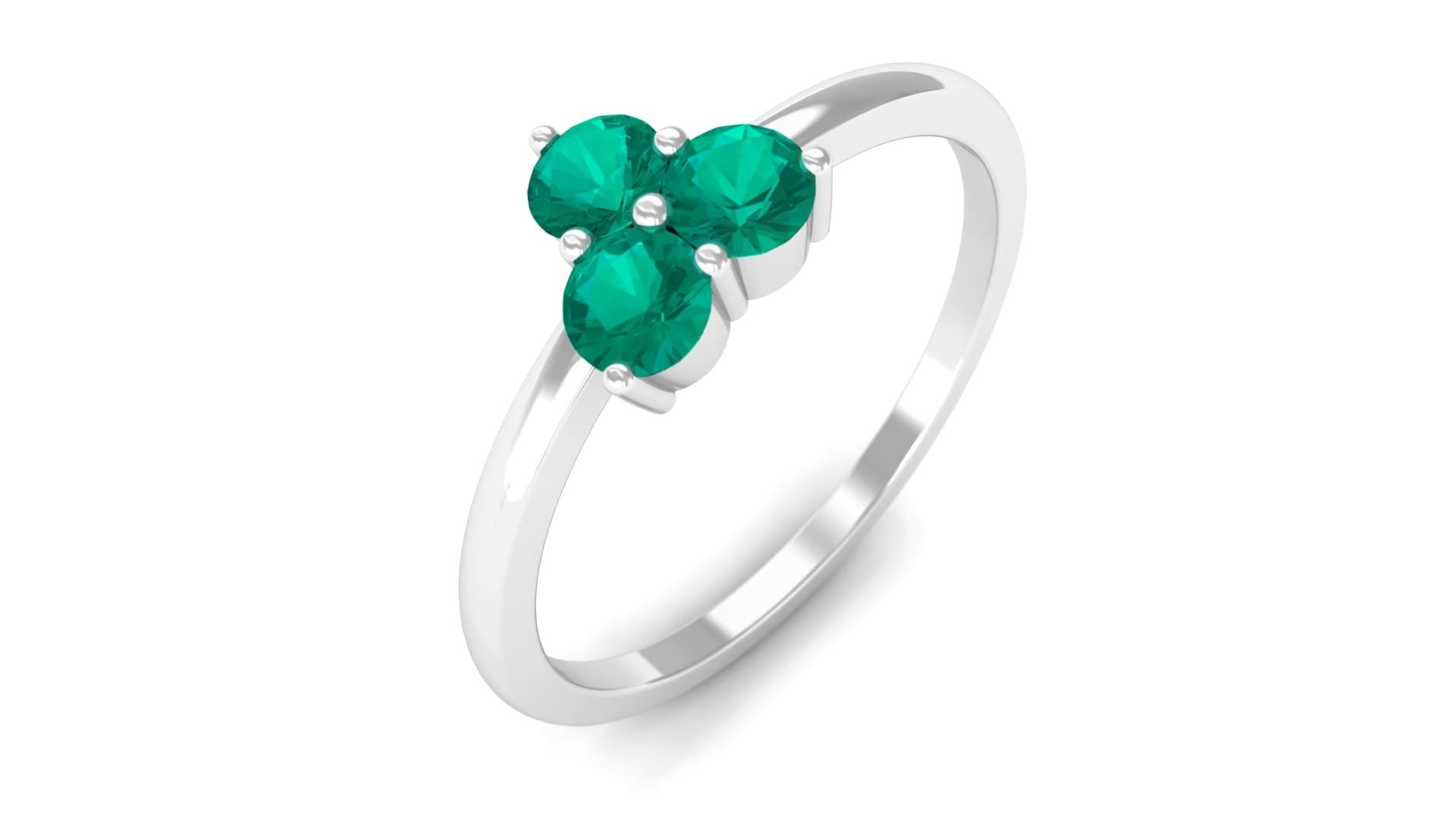1/4 CT Genuine Emerald Three Stone Ring for Women - 14K Solid Gold May Birthstone Promise Ring | Perfect for Engagement, Anniversary & Special Occasion Gifts