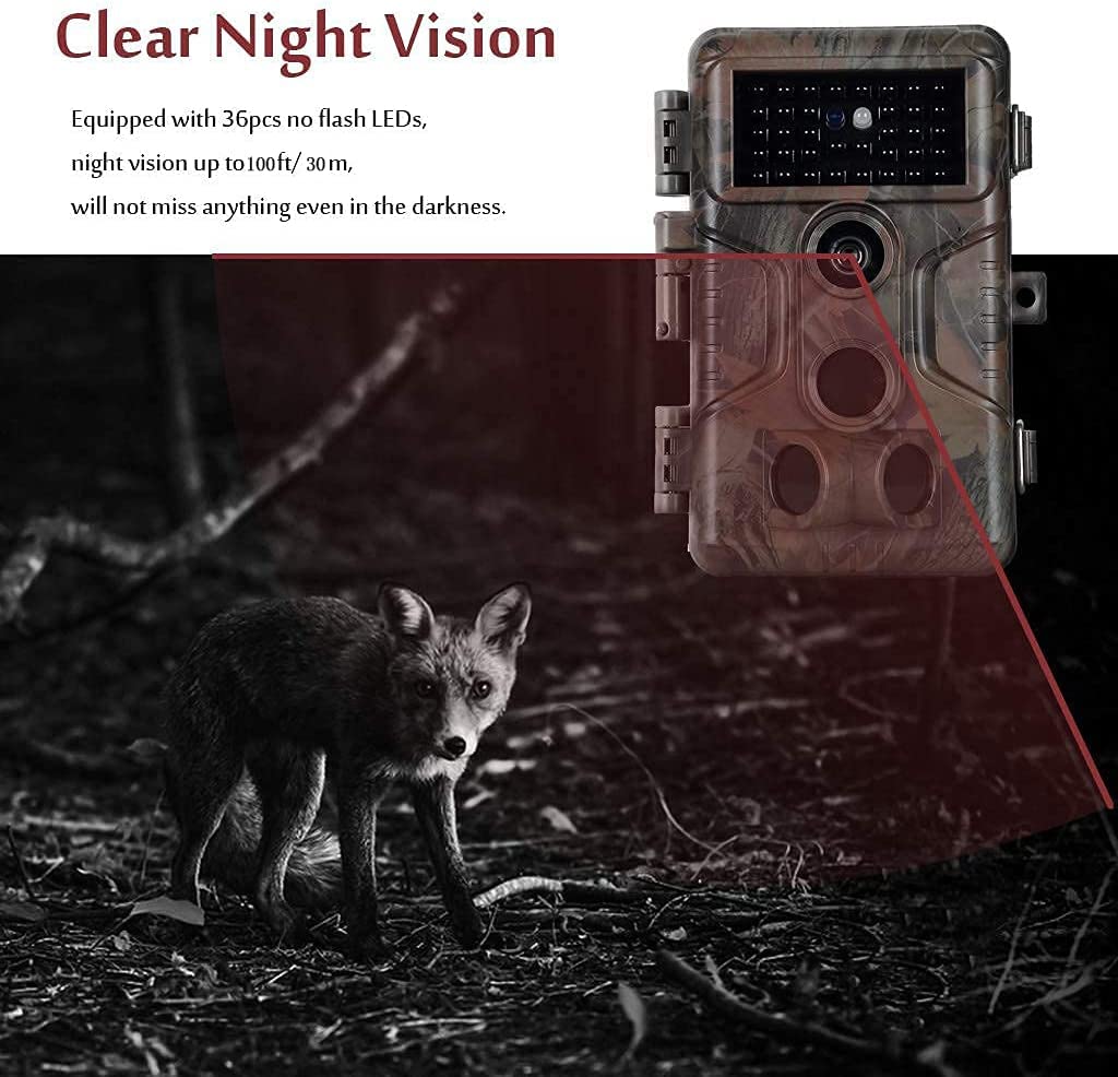 4-Pack Trail Camera 48MP 1296P HD Game Hunting Camera with Night Vision, Sound Recording & IP66 Waterproof - 100ft Range, 120° Wide Angle, 0.1s Trigger Speed for Wildlife Monitoring, Security Surveillance & Outdoor Adventure