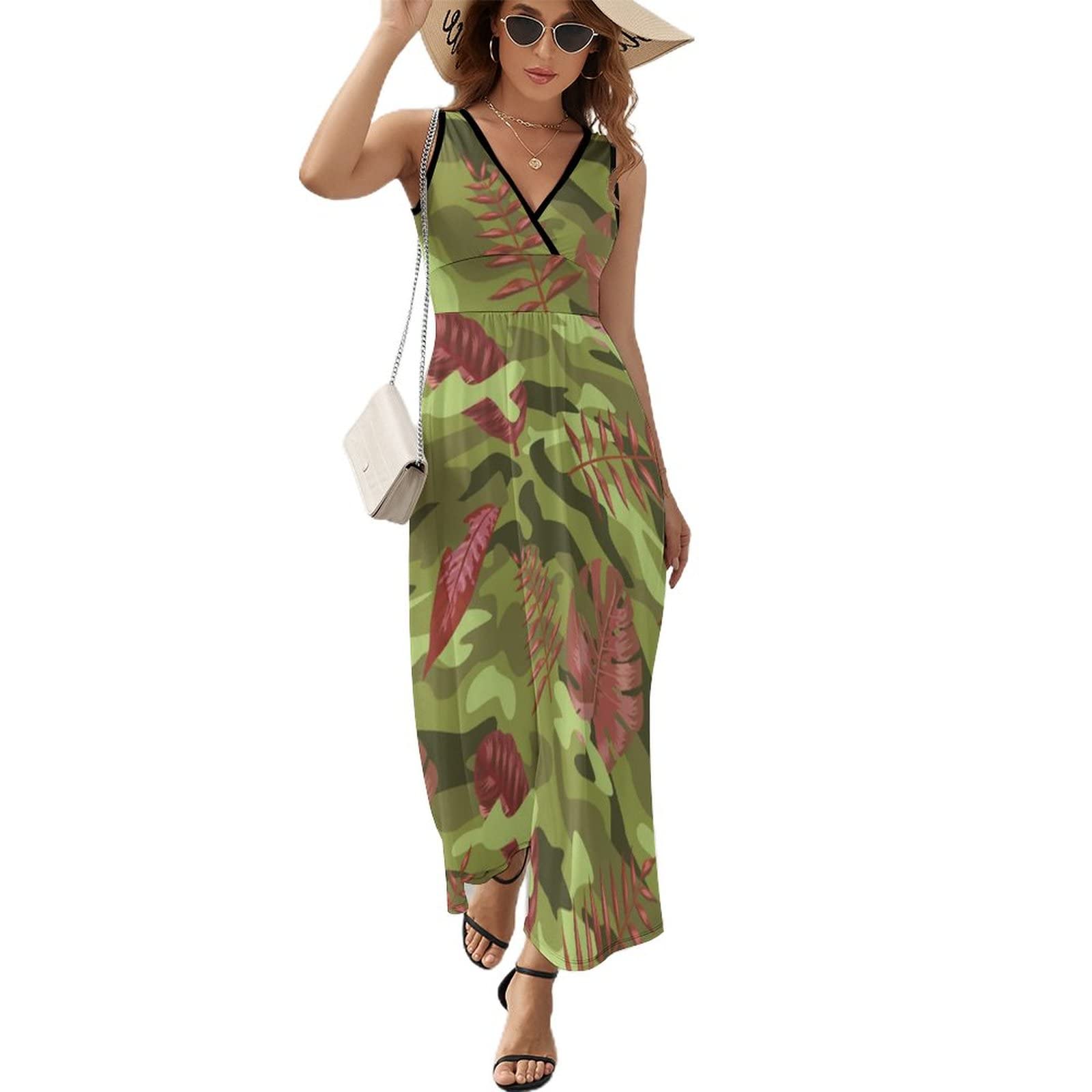 SWEET TANG Women's Elegant Sleeveless Maxi Dress - High Waist Summer Party Dress for Beach, Wedding & Casual Outings