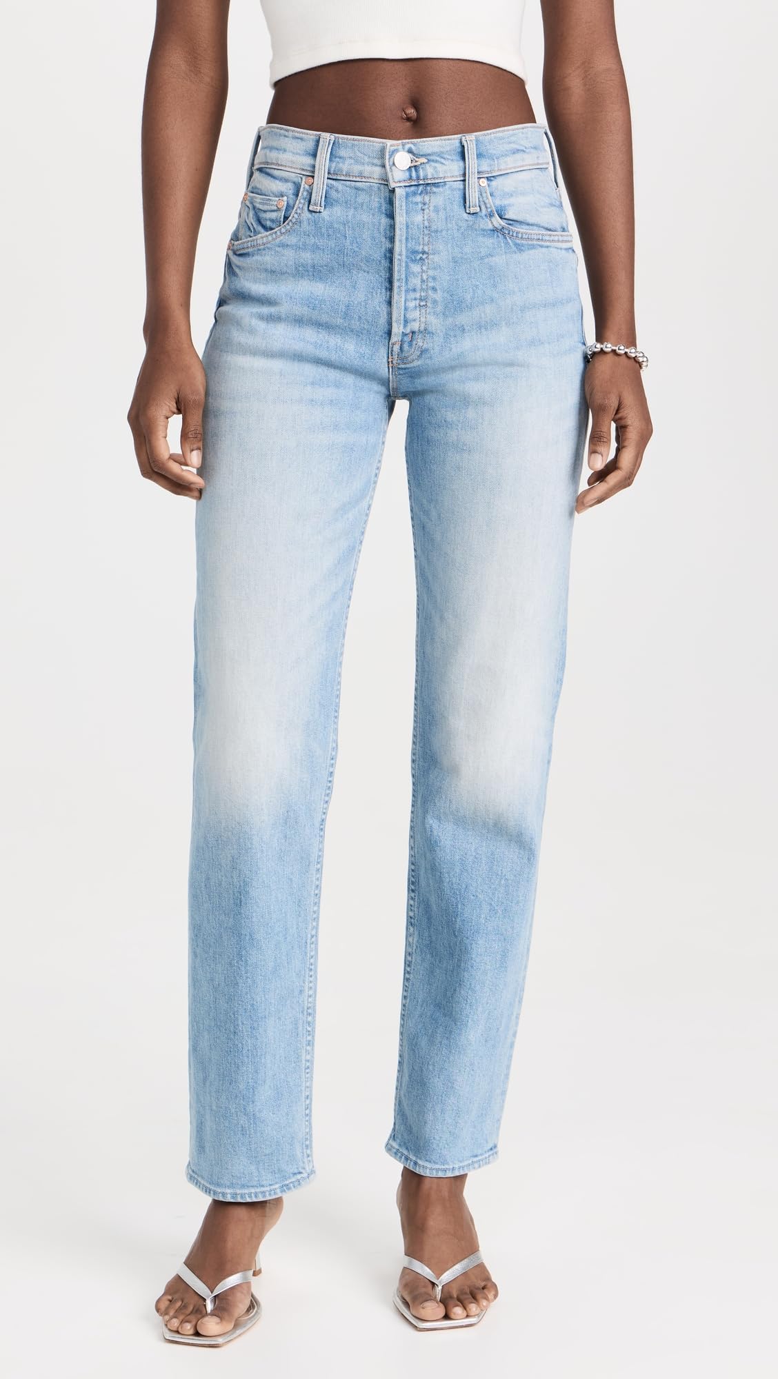 MOTHER Women's The Thrasher High Waisted Ripped Skinny Jeans - Stretch Denim Pants for Casual Wear & Night Out