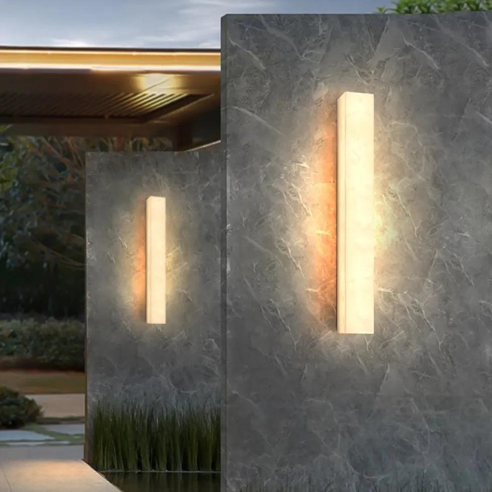 White Resin Edge LED Outdoor Wall Lights - Waterproof Exterior Lighting for Patio, Garden, Porch & Backyard (2 Pack)