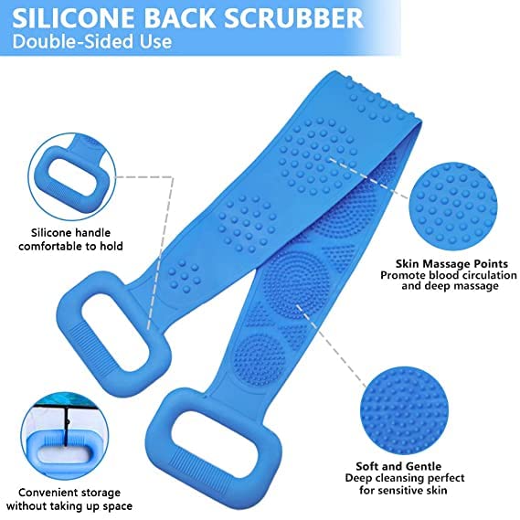 ULTRONEX Silicone Body Scrubber - Double-Sided Exfoliating Brush for Deep Skin Cleaning & Massage - Shower & Bath Use