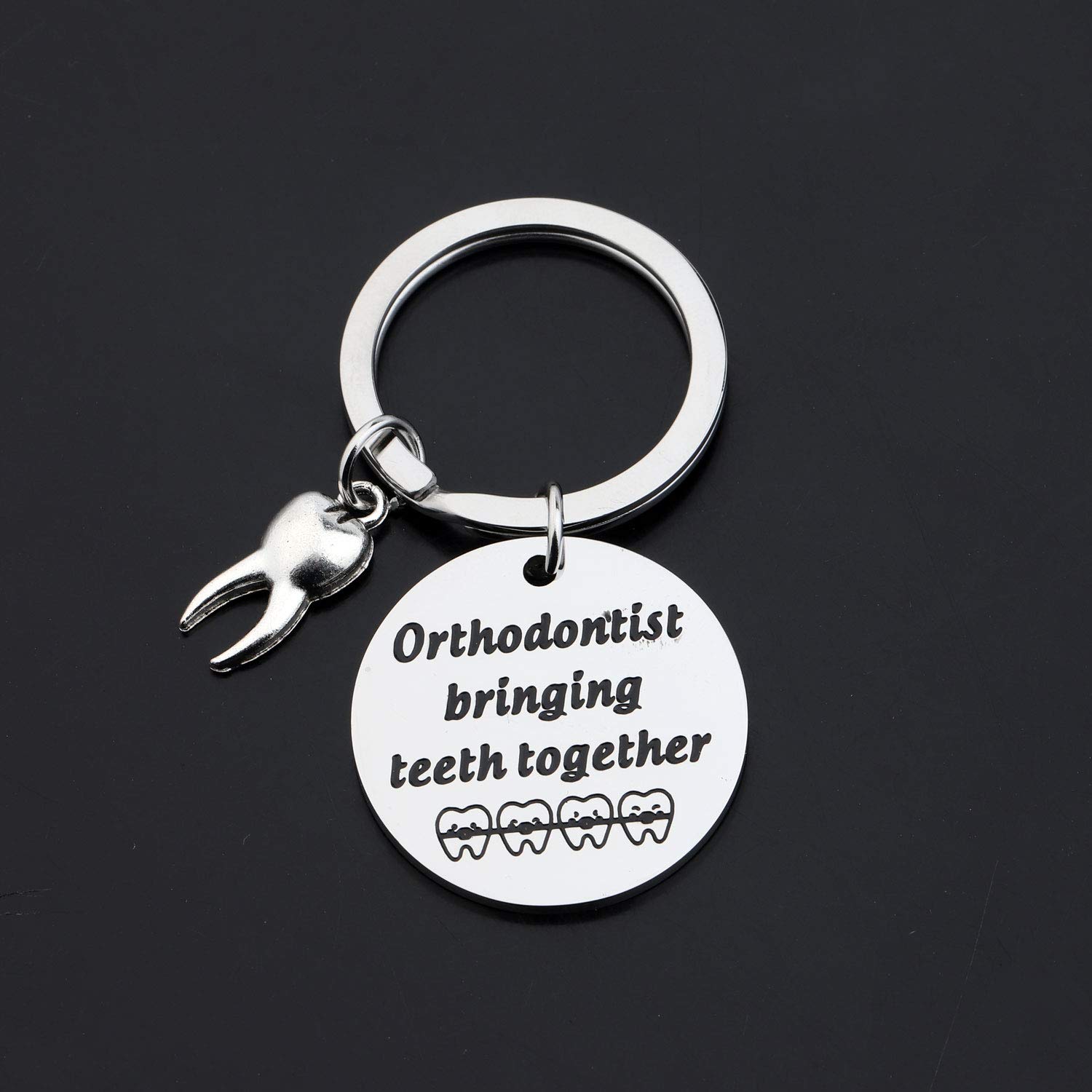 Orthodontist Keychain - Thoughtful Dentist & Dental Hygienist Gift for Teeth Lovers - Perfect for Graduation, Appreciation & Office Decor (Bringing Teeth Together Design)