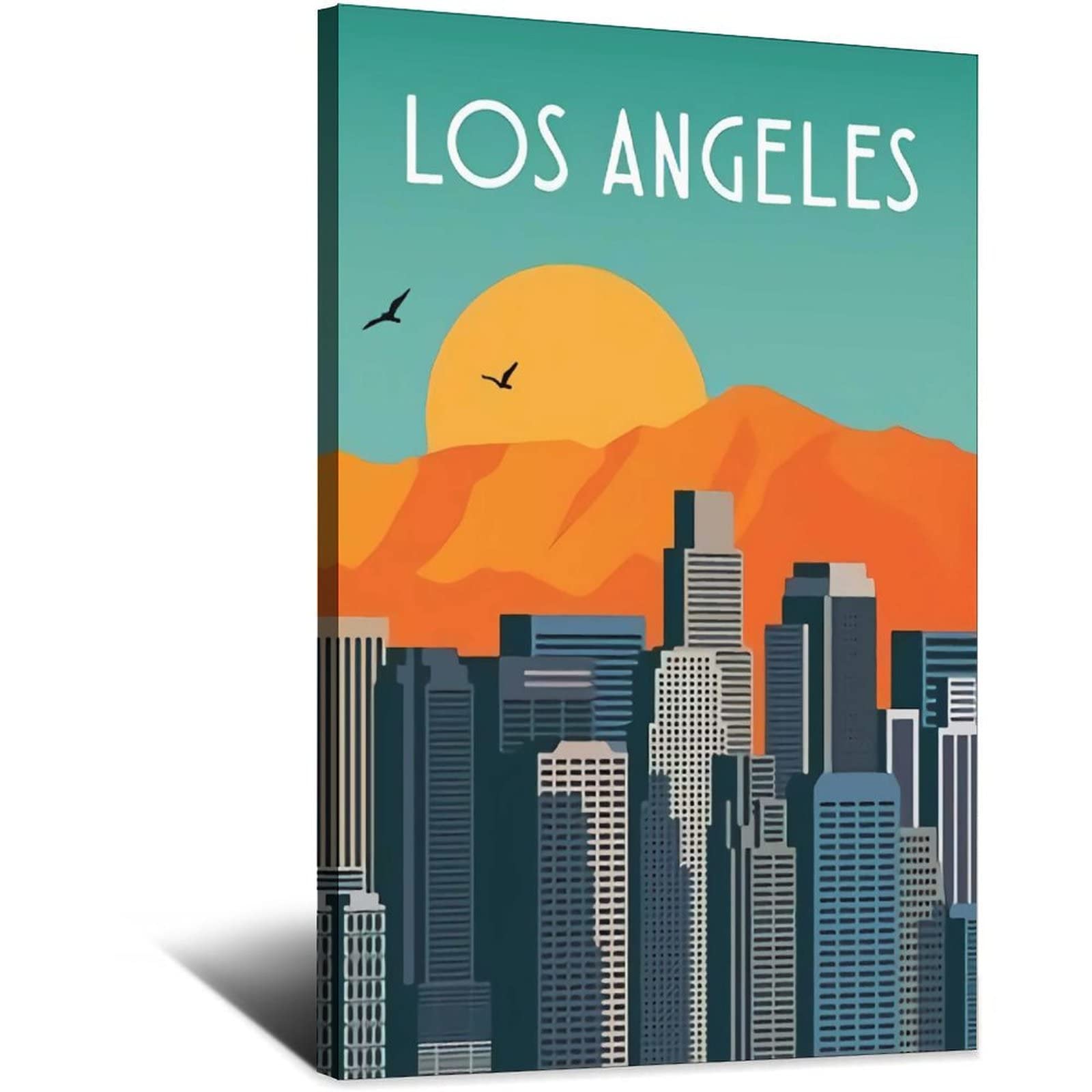 Vintage Los Angeles Travel Posters - Canvas Wall Art Prints for Living Room, Office & Bedroom Decor - Retro Cityscape Paintings for Home & Travel Enthusiasts