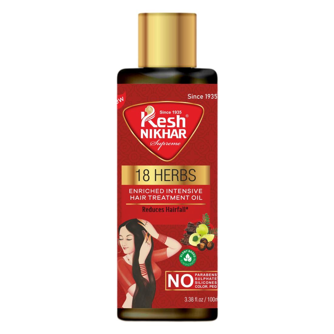 KESH NIKHAR SUPREME 18 Herbs Hair Growth Oil - 100ml Natural Treatment for Hair Fall Control & Thicker Hair | Ayurvedic Scalp Care for Men & Women | Perfect for Daily Hair Care Routine & Styling