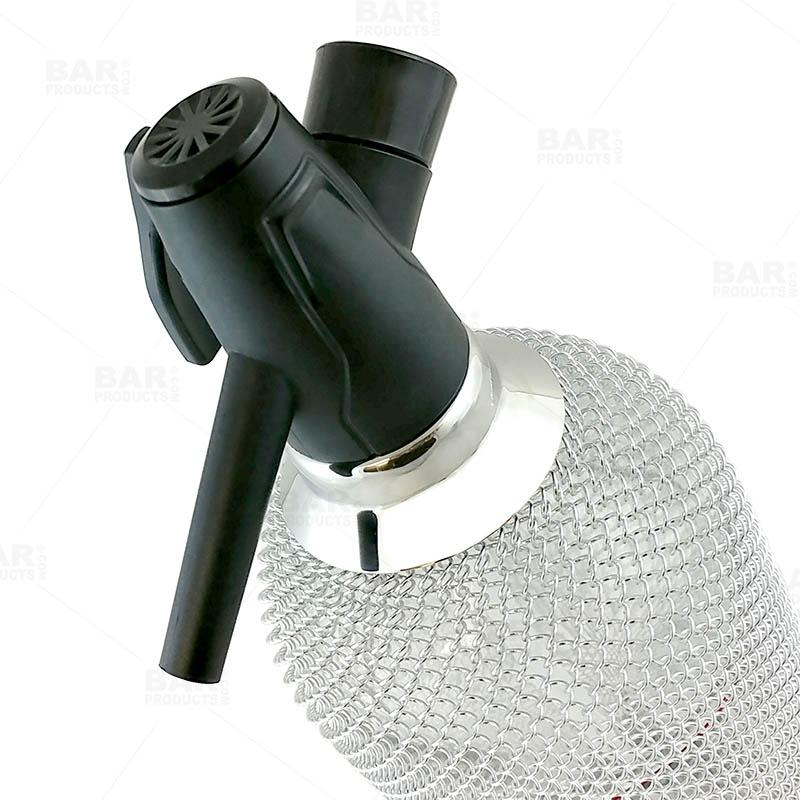 BarConic® 1 Liter Glass Soda Siphon with Stainless Steel Mesh Cover - Perfect for Carbonating Drinks, Cocktails & Sparkling Water at Home or Bar