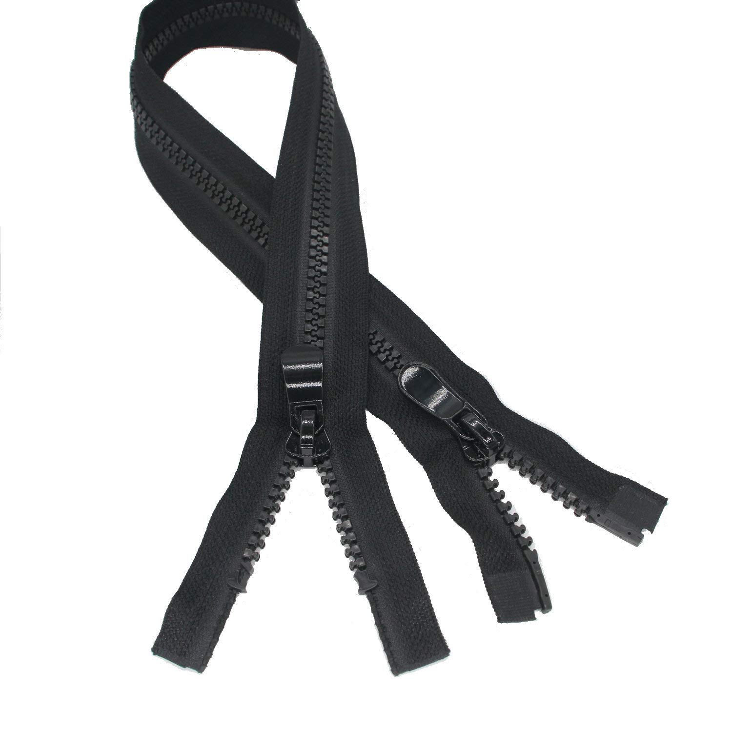 Leekayer 24 Inch Heavy Duty Two-Way Separating Zipper - 8# Size, 60cm Black Resin Zipper for Jackets, Coats, Luggage & DIY Sewing Projects | Durable Replacement Zippers for Handmade Crafts & Bulk Sewing Supplies