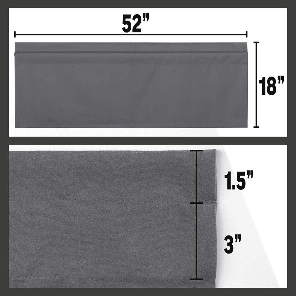 Valea Home Blackout Curtains Set for Kitchen - 24 Inch Length Grey Window Valance & Tier Panels | Energy Efficient Light Blocking for Better Sleep & Privacy