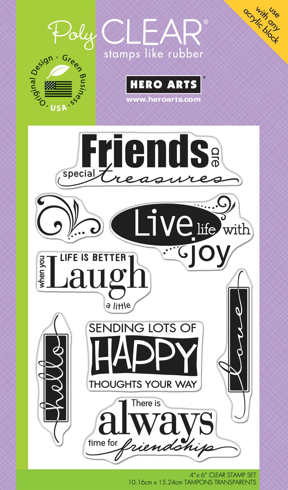 Hero Arts Live Life Polyclear Stamp Set for Card Making, Scrapbooking & DIY Crafts – Premium Clear Stamps for Paper Crafting Projects