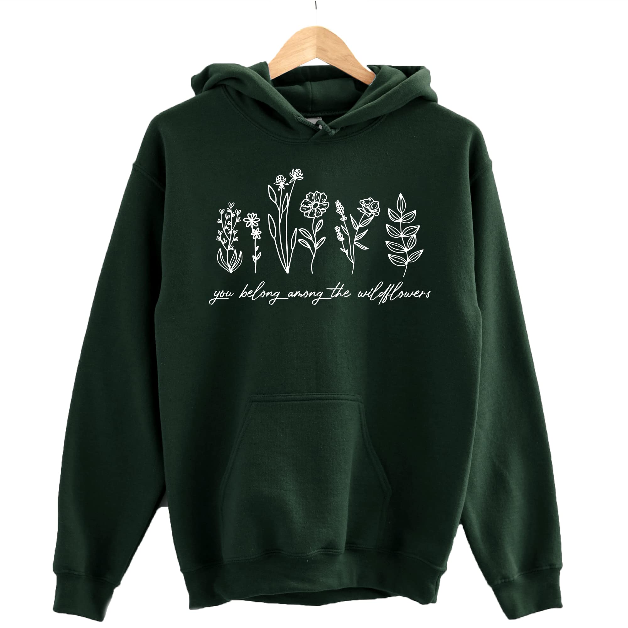 Vintage Floral Hoodie for Women - You Belong Among The Wildflowers Pullover | Cozy Casual Wear for Outdoor Adventures & Everyday Style