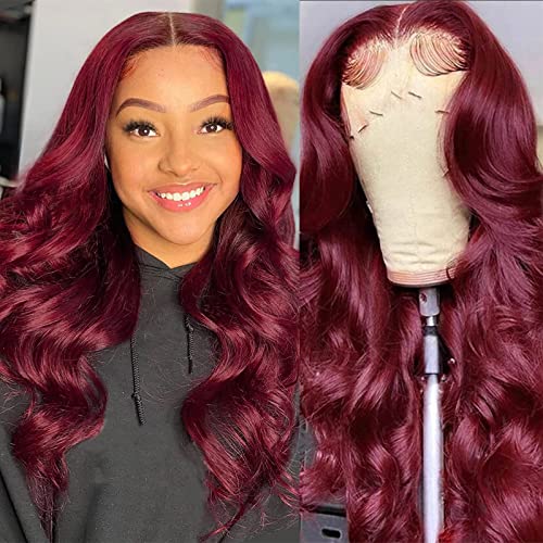Burgundy Body Wave 5*5 Closure Wigs