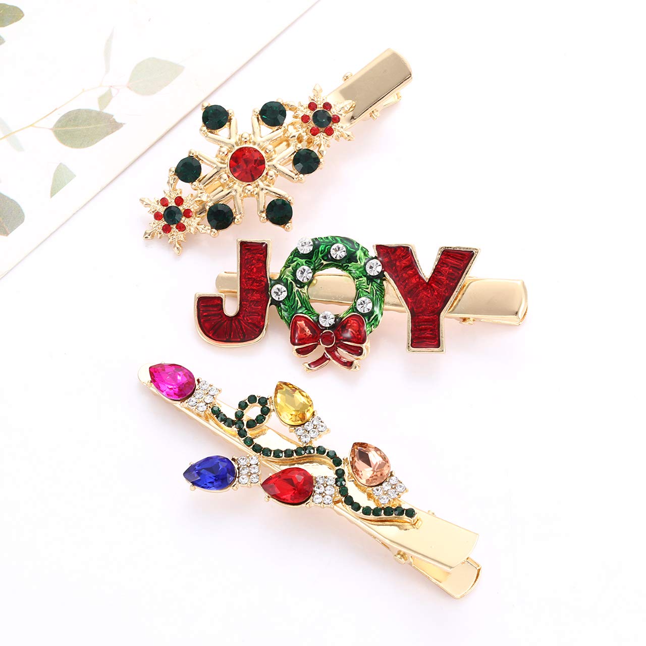 4/5PCS Christmas Hair Clips for Women - Rhinestone Snowflake & Christmas Bulb Light Hairpins, Festive Alligator Hair Clip Set, Holiday Party Hair Accessories, Perfect Gift for Xmas & New Year (Style A) - Great for Christmas Parties, Family Gatherings & Festive Celebrations