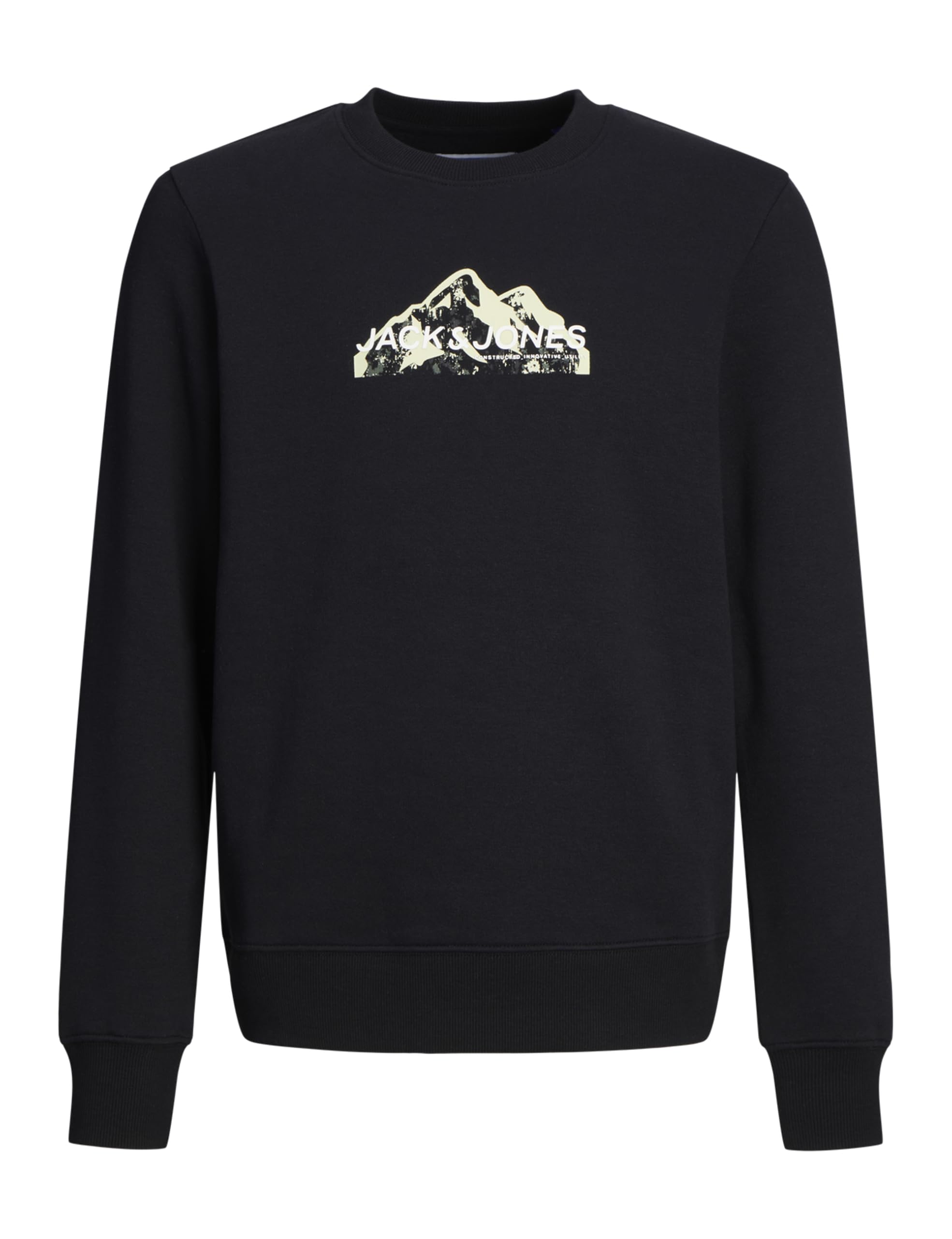 JACK & JONES Boys' Mountain Logo Crewneck Sweatshirt - Soft Cotton Pullover Hoodie for Kids & Teens | Perfect for School, Outdoor Activities & Casual Wear