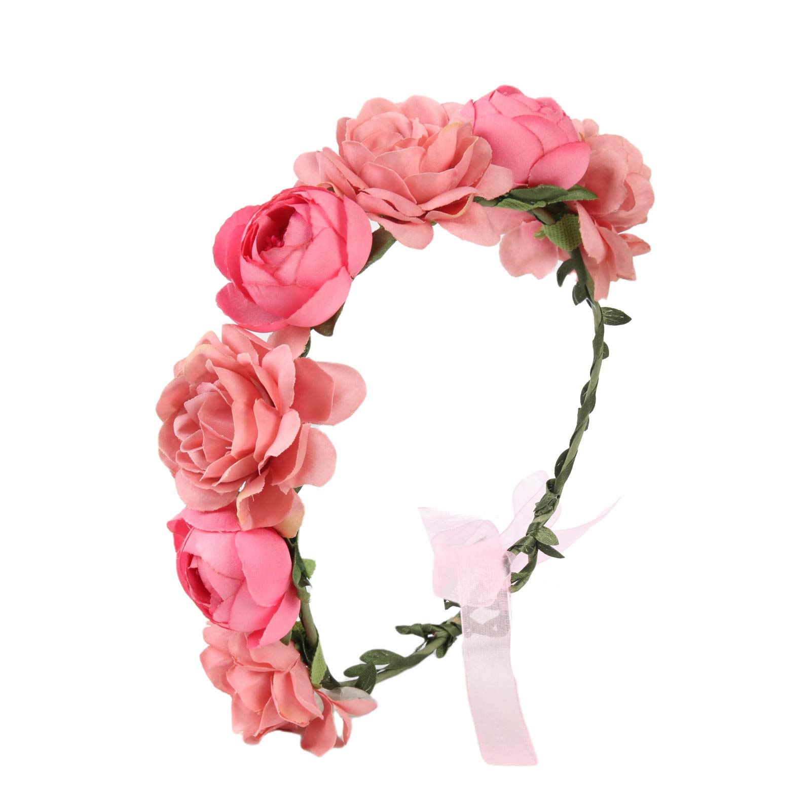 Adjustable Rose Flower Crown for Women & Girls - Romantic Floral Headband, Hair Wreath & Wedding Halo - Perfect for Bridal, Birthday Parties, Maternity Photoshoots & Boho Festivals (Rose)