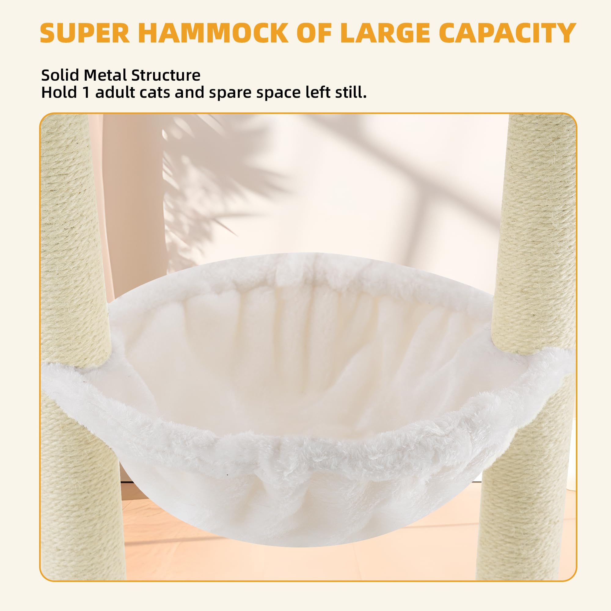 Premium Multi-Level Cat Tree for Indoor Cats - Large Condo, Hammock & Scratching Posts - Space-Saving Beige Cat Tower for Climbing & Play - Perfect for Apartments & Small Homes