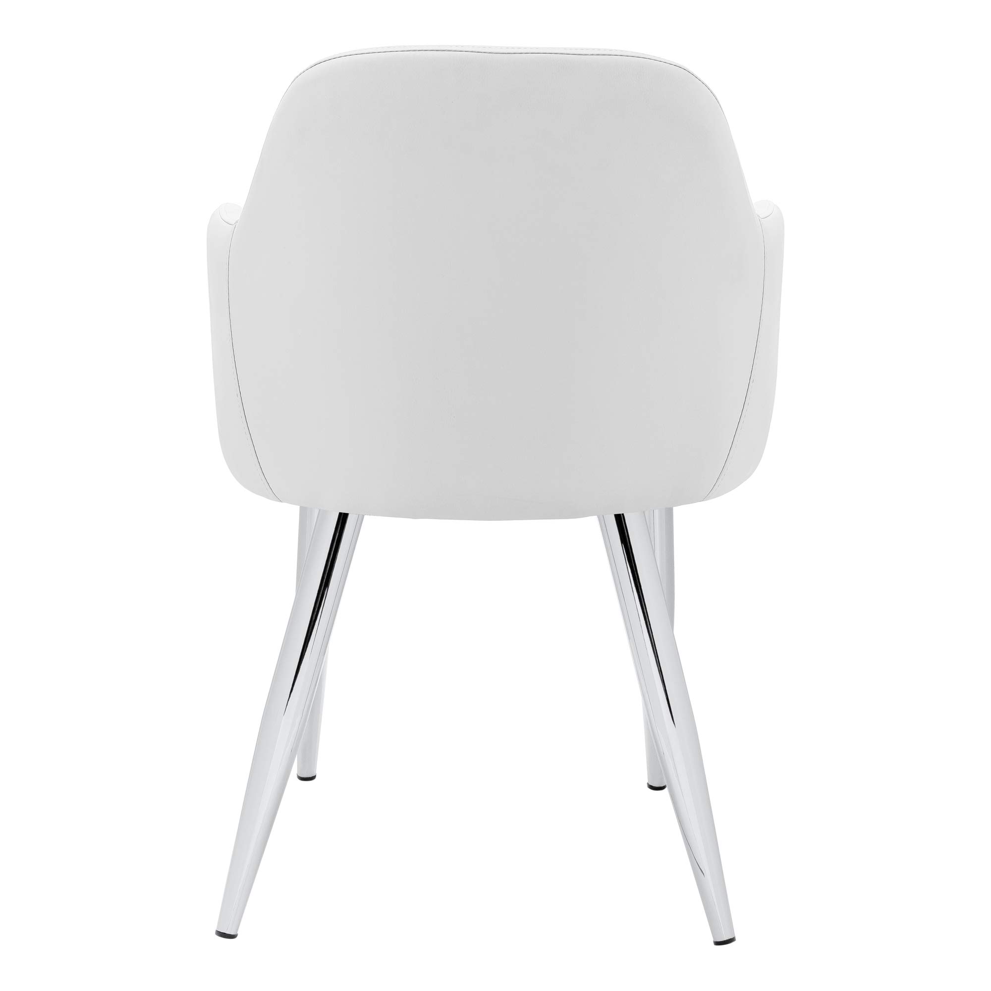 Monarch Specialties I 1190 Modern Dining Chairs - Set of 2 Upholstered PU Leather Side Chairs with Metal Frame in White & Chrome | Perfect for Kitchen, Dining Room & Contemporary Home Decor