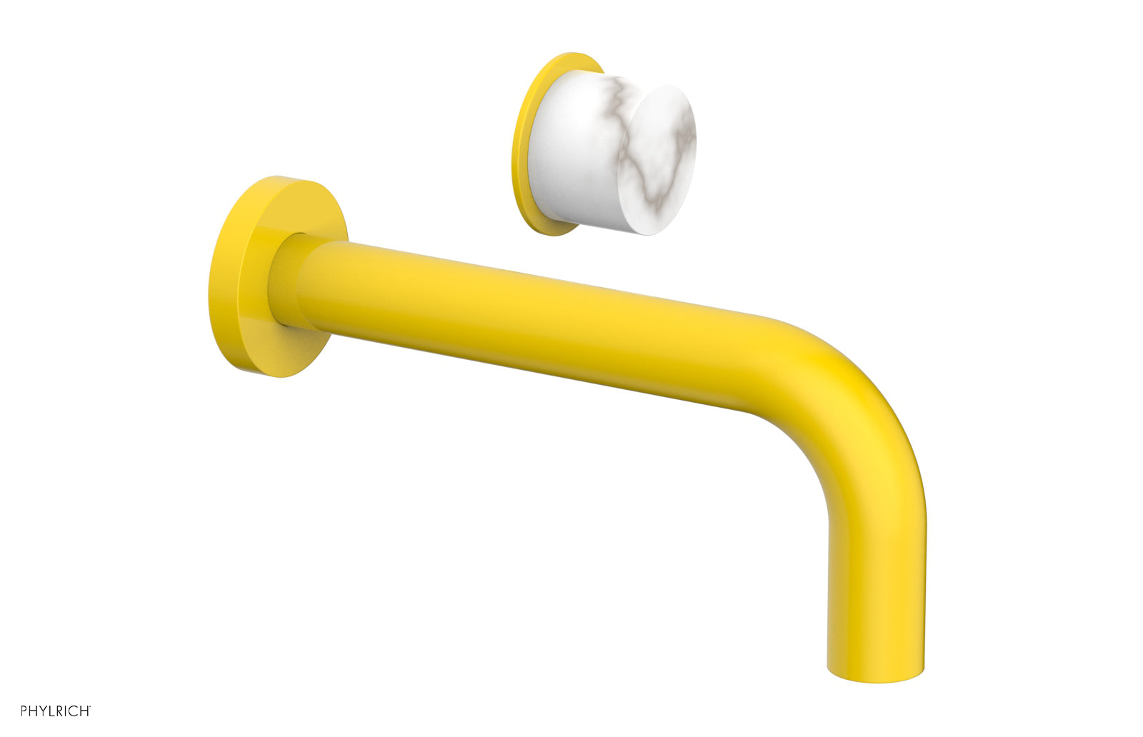 Basic II Single Handle Wall Lavatory Faucet Set with White Marble Handle - 230 17 - Perfect for Bathroom Sink, Powder Room, and Guest Bath Installations