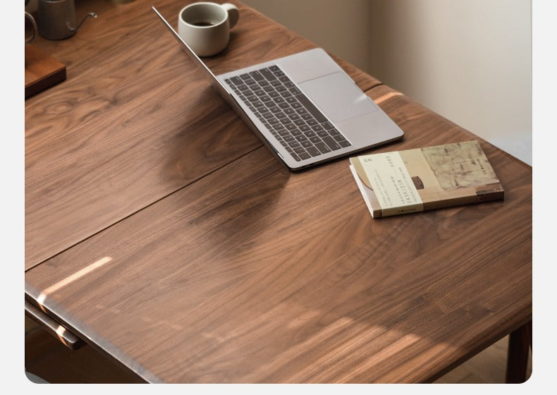 Solid Black Walnut Extendable Dining Table - Expandable Wooden Table for Small Spaces | Perfect for Family Dinners, Entertaining Guests & Space-Saving Home Decor