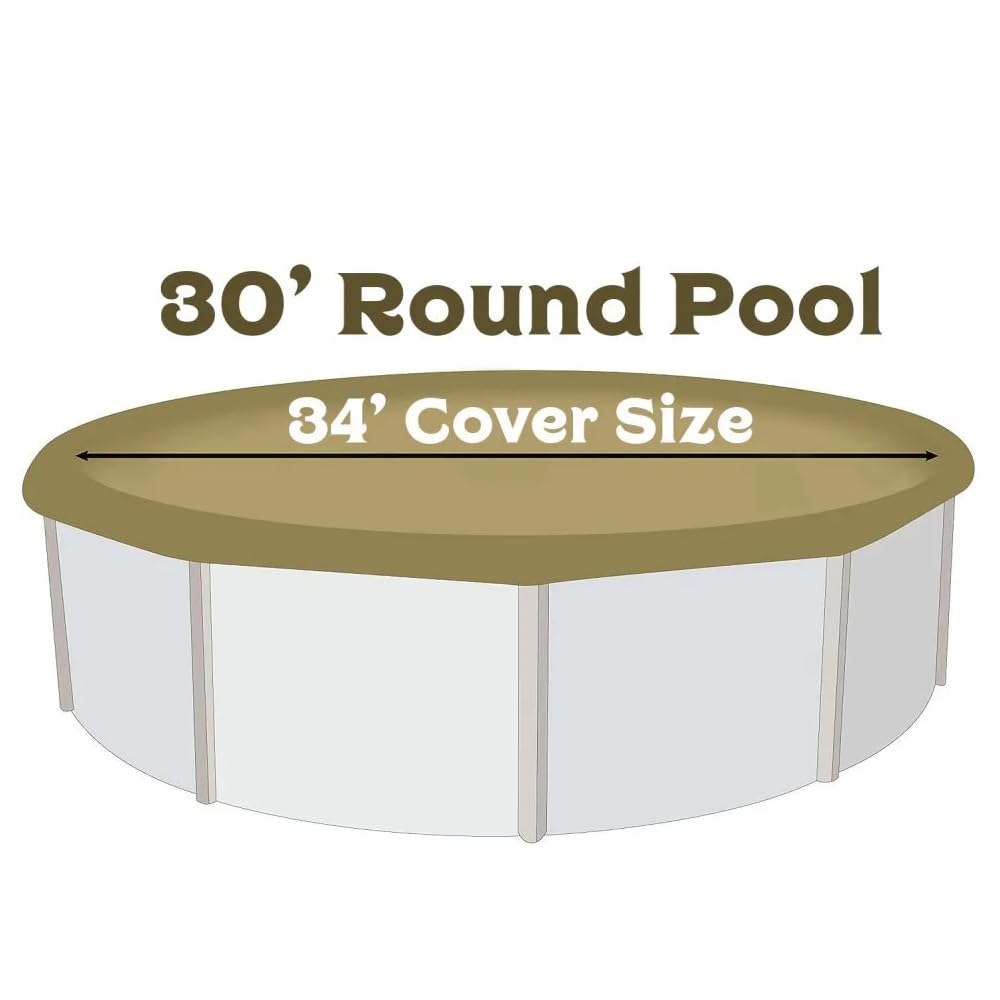 Buffalo Blizzard 30 ft Round Above Ground Pool Cover - Heavy Duty Winter Protection, Tan/Silver Reversible, Cold & UV Resistant - Shields Pools from Leaves, Snow & Debris - Perfect for Winterizing Inground & Above Ground Pools