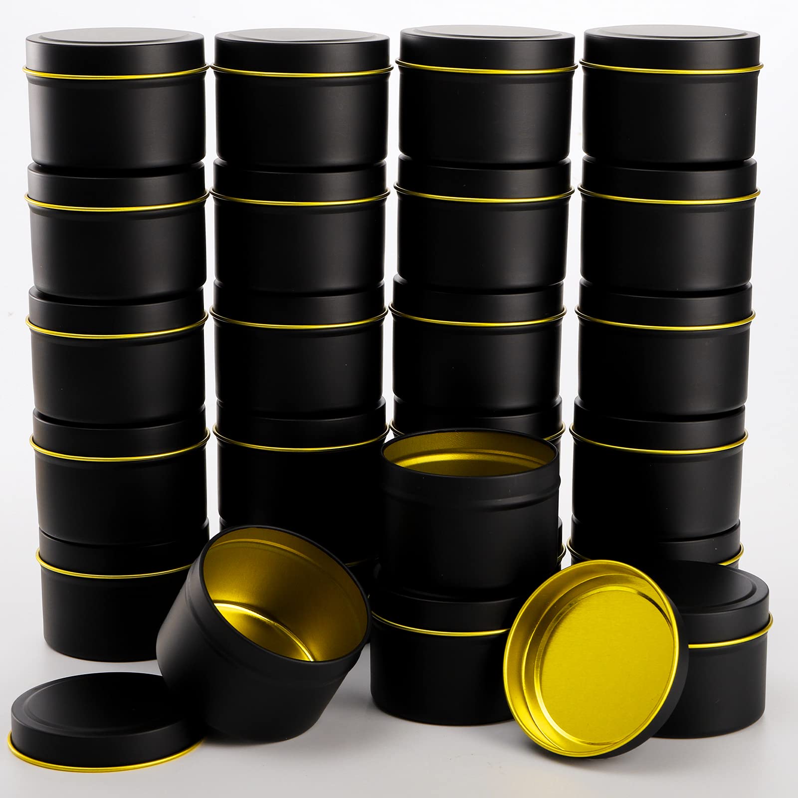 ZEAYEA 30-Piece 4 oz Round Black Metal Candle Tins with Lids - DIY Candle Making Containers, Arts & Crafts Supplies, Travel Storage Jars - Perfect for Holiday Gifts, Home Decor & Wedding Favors