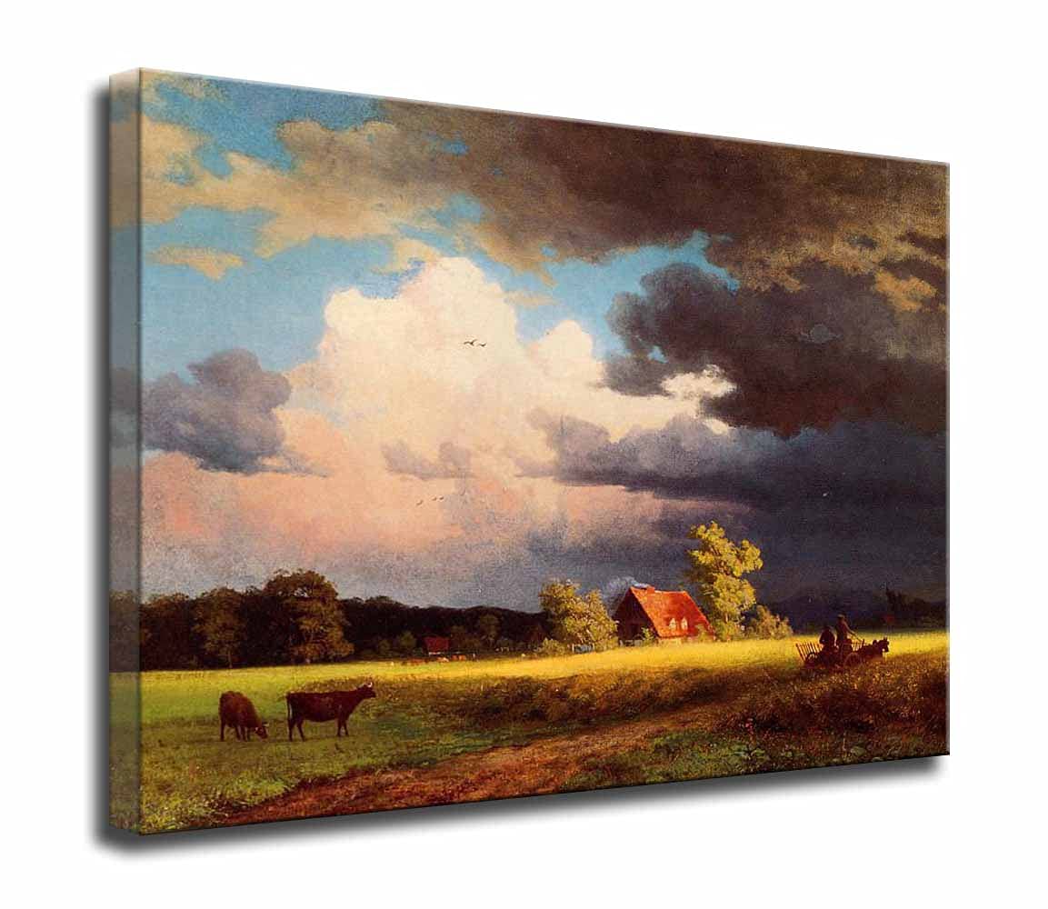Albert Bierstadt Bavarian Landscape Framed Canvas Wall Art - 24x31 Inch Ready to Hang Painting for Living Room & Bedroom Decor - Perfect for Home, Office or Gift (Framed Print)