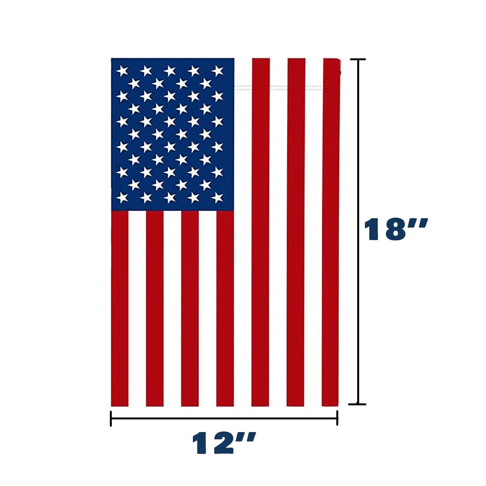 2 Pack USA Garden Flag 12x18 Inch - Double Sided American Flag with 3 Layer Silk Fabric & Reinforced Stitching | Patriotic Yard Decoration for Courtyard, Porch, and Outdoor Decor