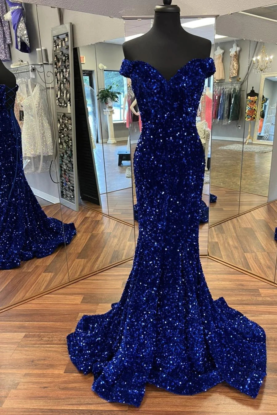 Elegant Off-the-Shoulder Sequin Prom Dress - Purple Long Evening Gown for Homecoming, Formal Events & Special Occasions