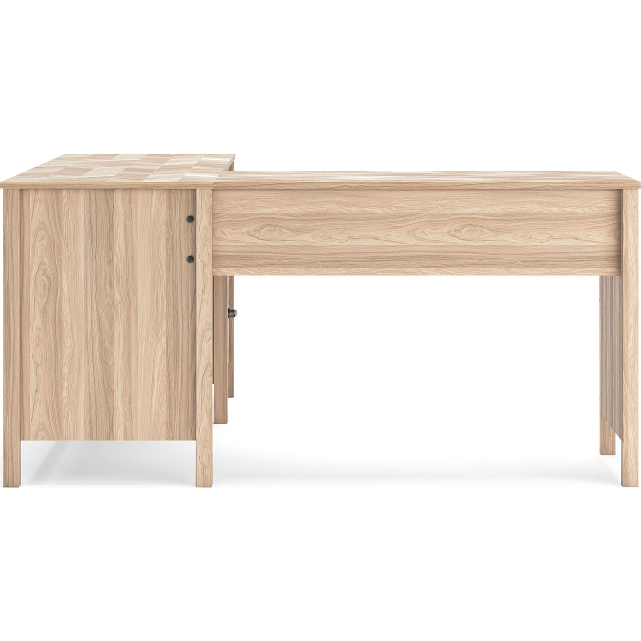 Battelle Modern Wooden Office Desk in Tan - Stylish Home & Office Workspace for Professionals & Remote Workers