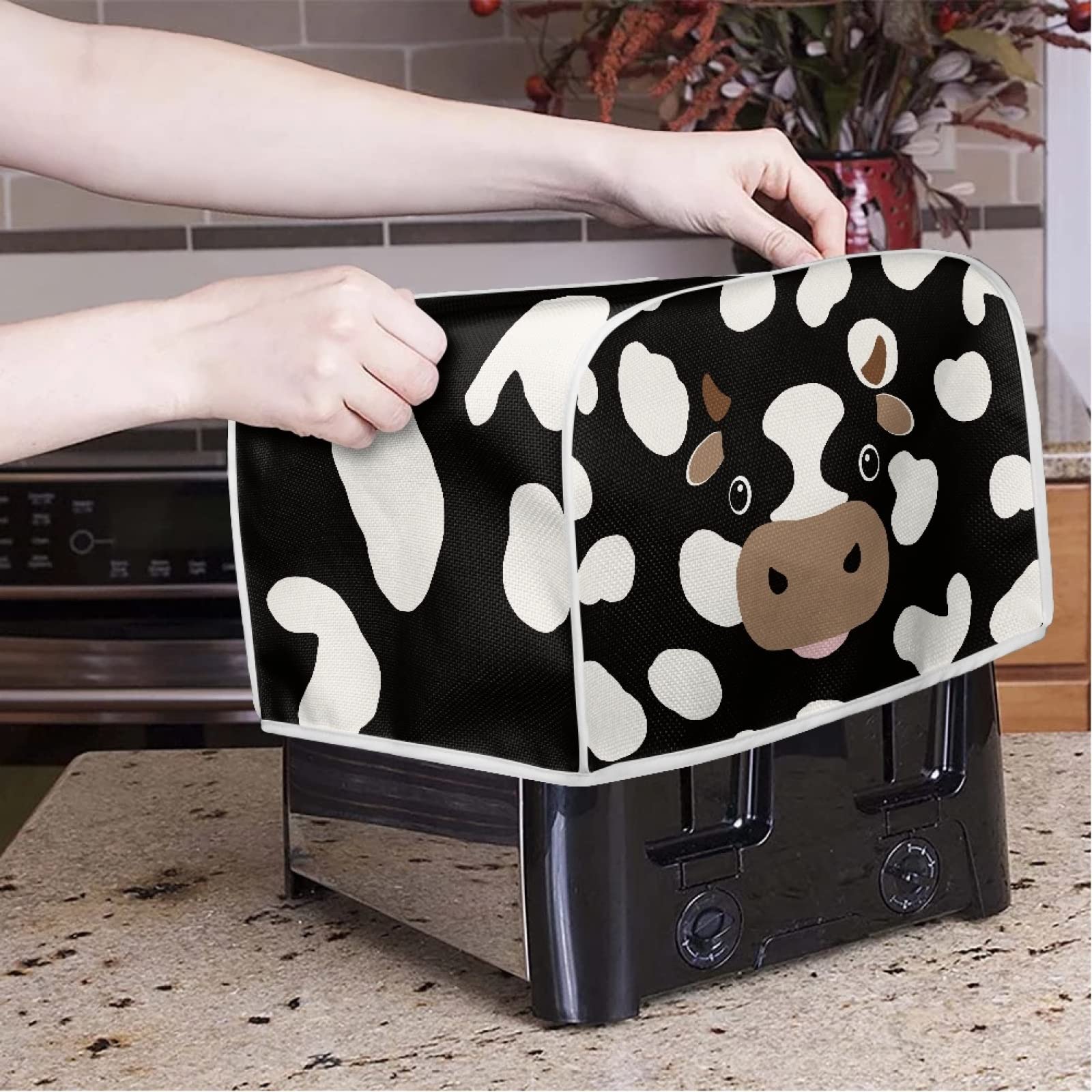 Washable Horse & Cow Pattern 2-Slice Toaster Cover - Durable Kitchen Appliance Protector for Toasters & Bread Makers | Perfect for Country Style Kitchens & Farmhouse Decor