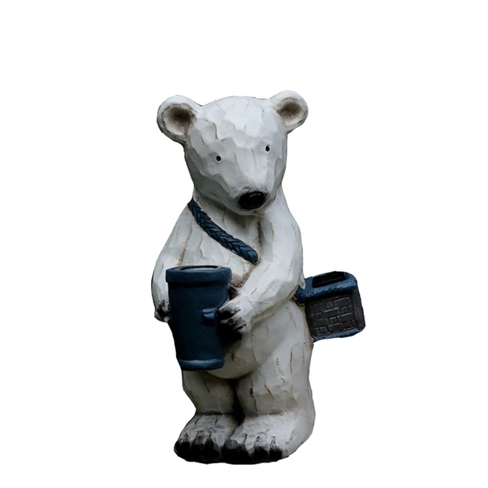 17.7 Inch Solar-Powered Polar Bear Garden Statue - Weatherproof Resin Outdoor Sculpture with LED Lights for Yard Decor | Funny Animal Figurine for Home Garden, Patio & Landscape Lighting at Night
