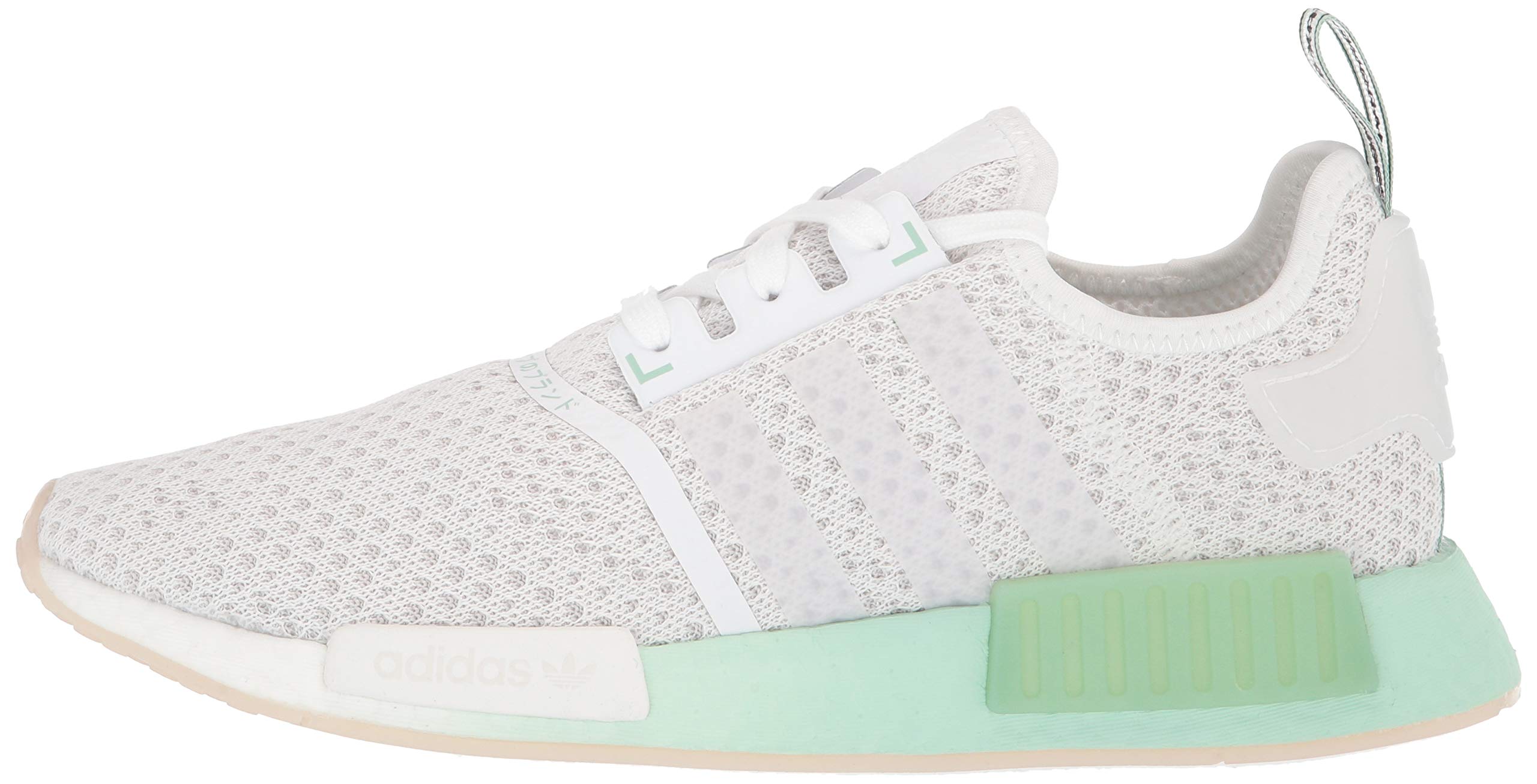 adidas Originals Men's NMD_R1 Running Sneakers - White/White/Blush Green - Size 10 | Lightweight Comfortable Walking Shoes for Gym, Workout & Casual Wear