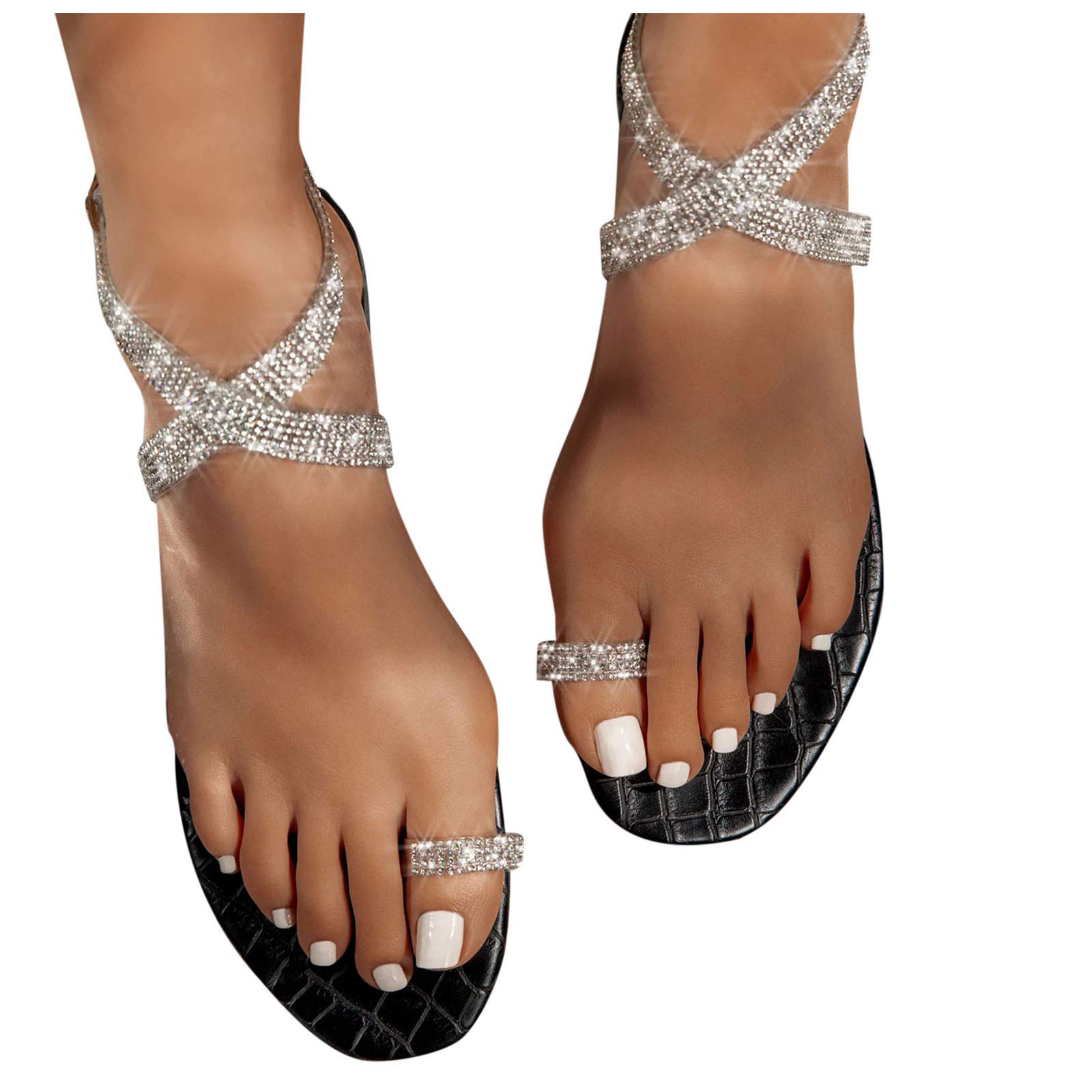 CHENSEN Women's Casual Summer Sandals - Butterfly Crystal Flip Flops with Open Toe for Beach, Travel & Everyday Wear | Comfortable Slipper Sandals for Women