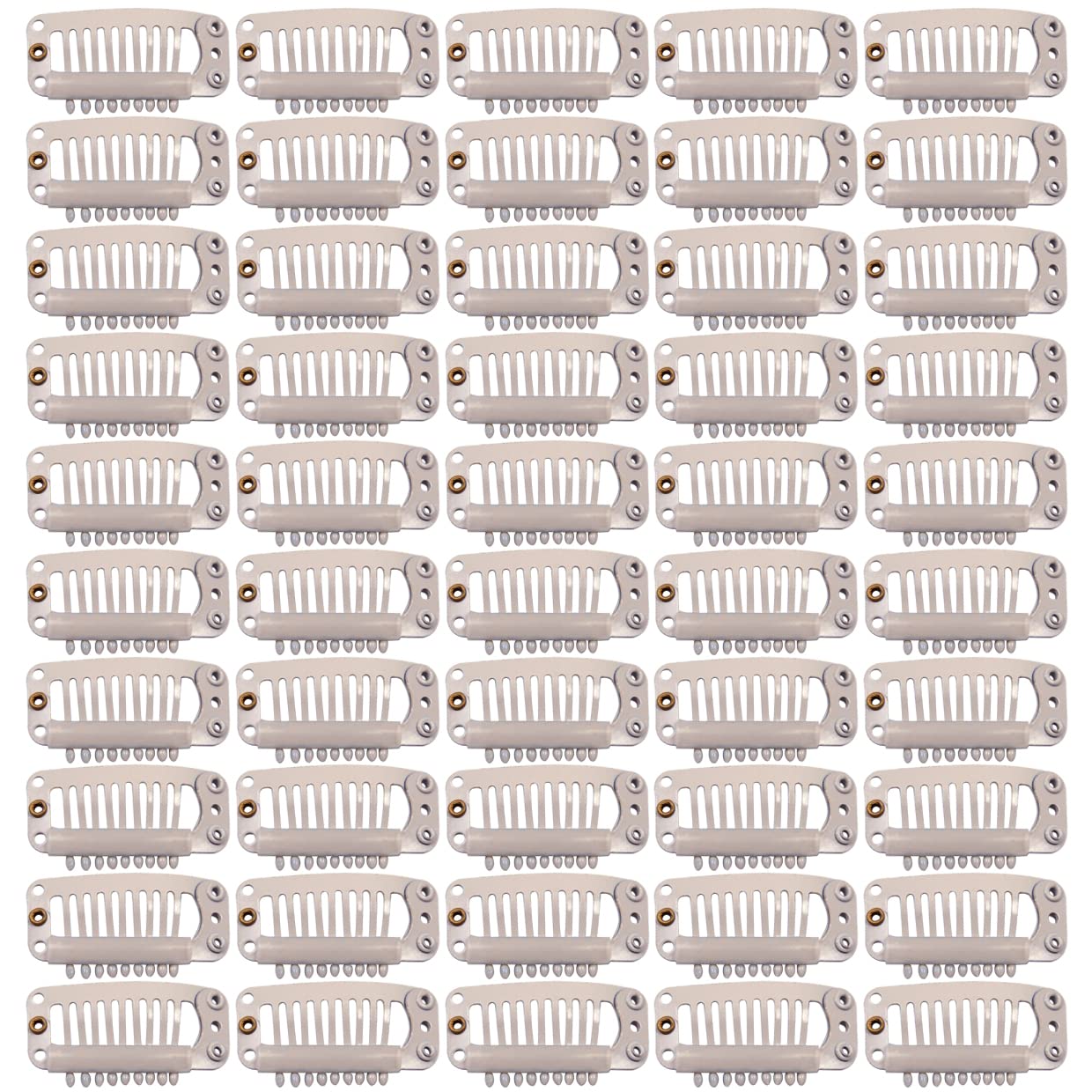 50 Pcs 32mm 9-Teeth Metal Snap Hair Extension Clips with Rubber Silicone Back - Blonde Wig Clips for Hairpieces, Weaves & DIY Styling - Perfect for Salon, Cosplay & Daily Hair Accessories