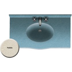 Swan EV02225.072 Europa Solid Surface Single-Bowl Vanity Top, 25x22x6.875 Inches, Pebble Finish for Modern Bathrooms