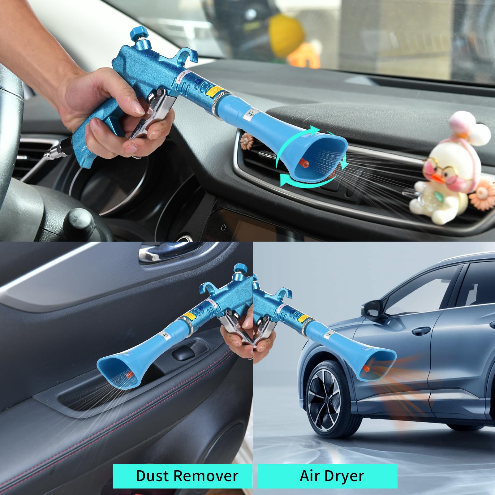 Professional Air Blow Gun for Car Detailing - High Power Car Dryer & Dust Cleaner with Nozzle & Detailing Brush - Perfect for Interior Cleaning, Auto Detailing, and Compressor Use
