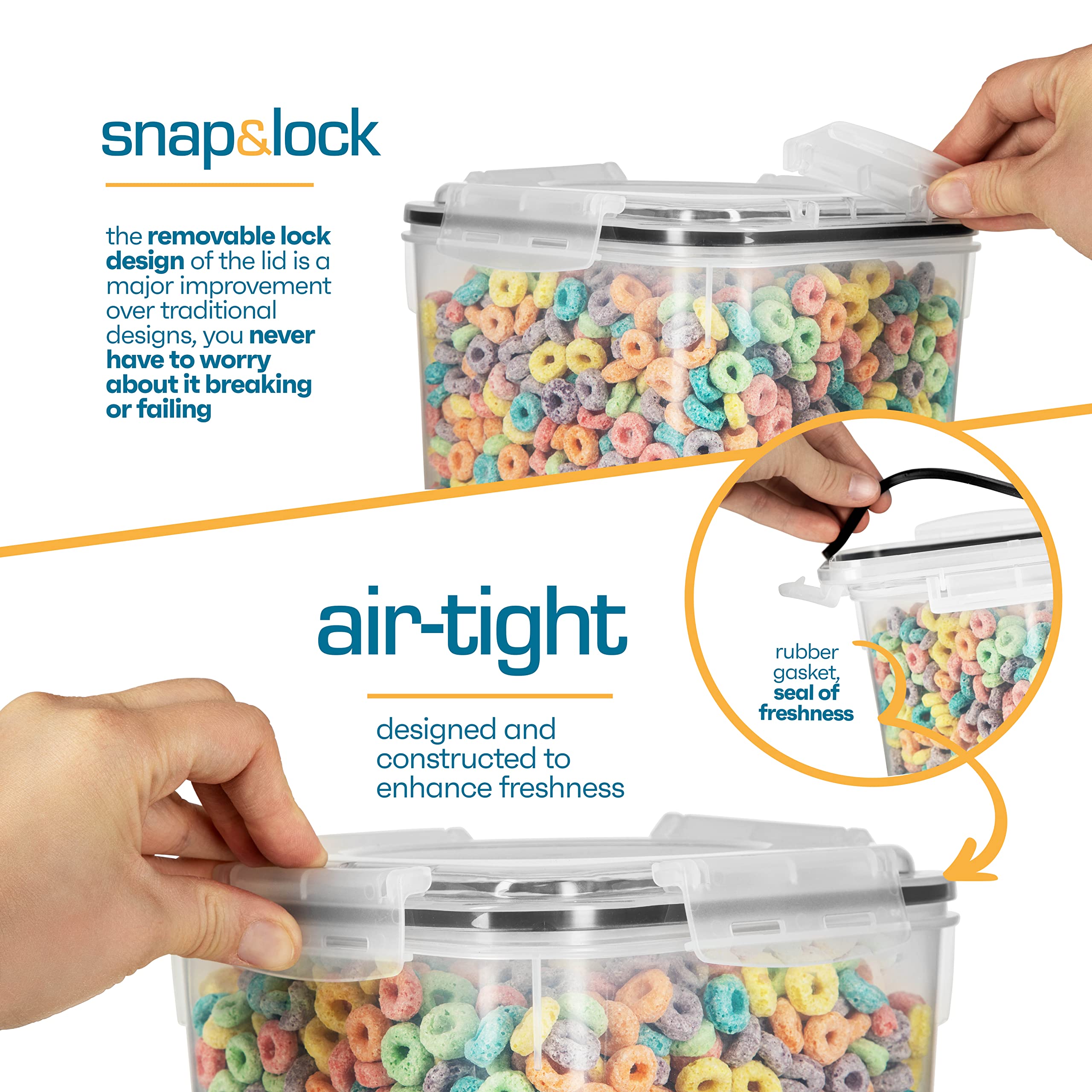 5.3L Airtight Food Storage Containers with Lids (4-Pack) - Flour, Sugar & Rice Kitchen Canisters for Pantry Organization | Perfect for Baking Ingredients, Dry Goods & Bulk Food Storage