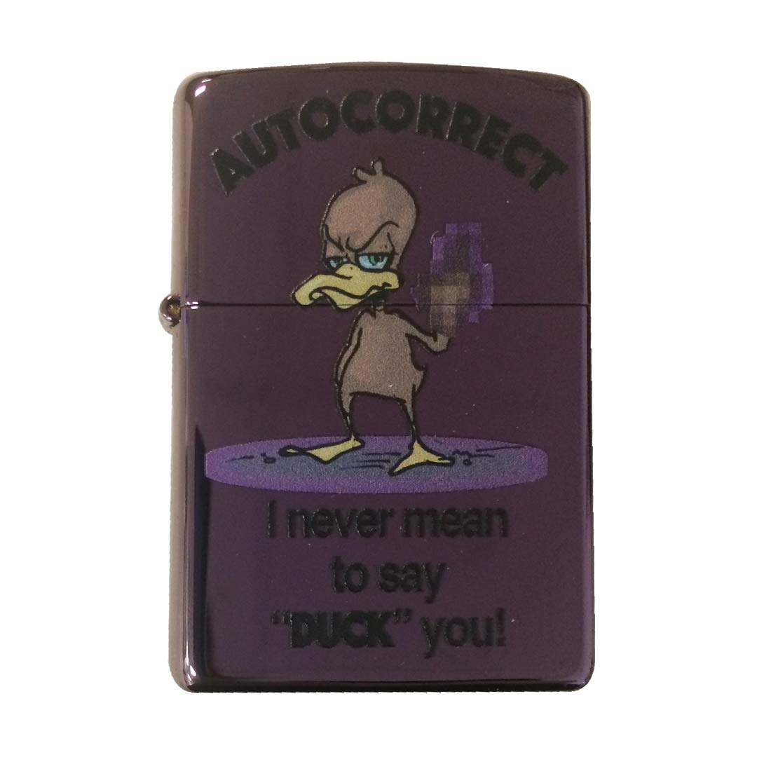 Zippo Custom Windproof Lighter - Abyss Purple Auto Correct Duck Design for Outdoor Camping, Smoking & Collectibles
